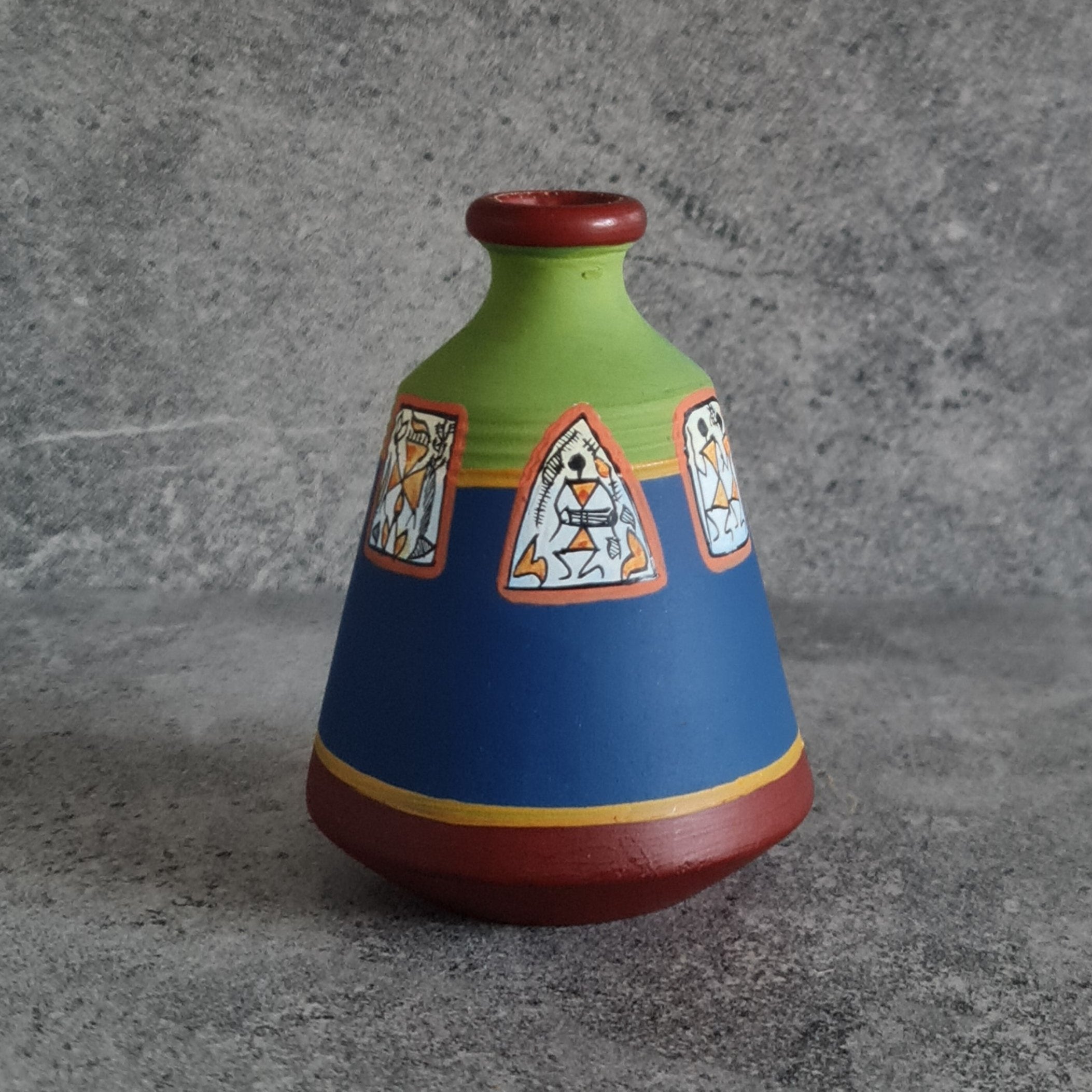 Handmade Miniature Vase, Home decor, Terracotta hand painted Vase, set of 2 mini Vase