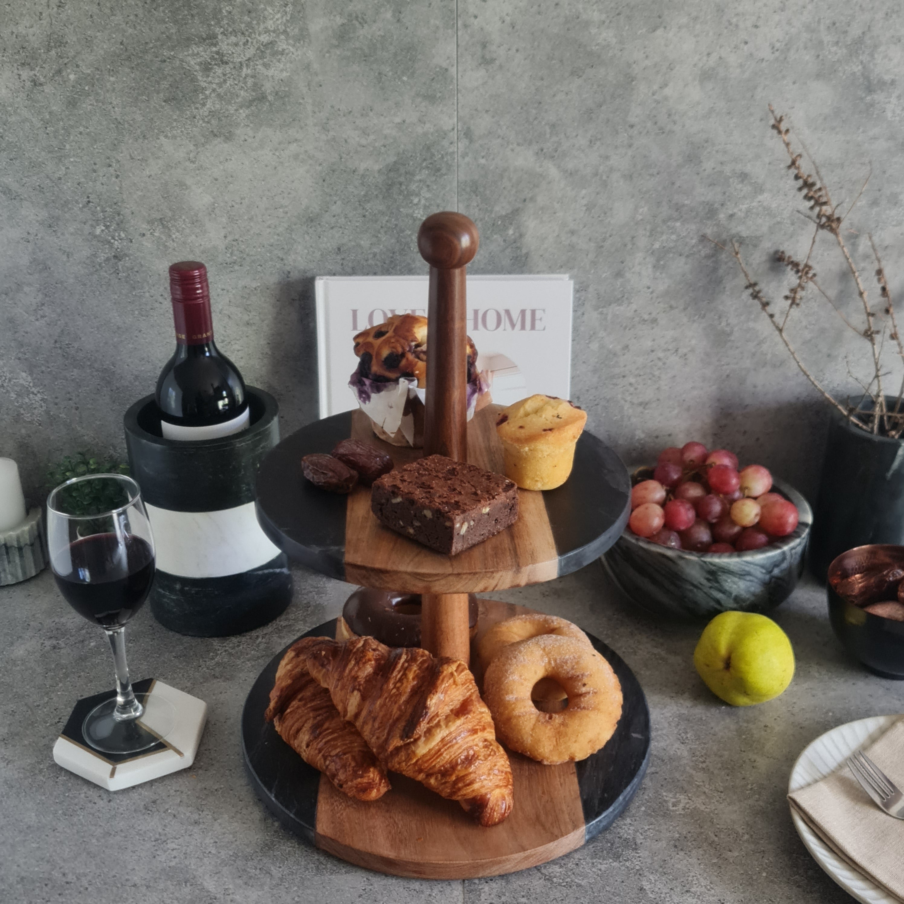 Marble Serving Stand, 2 tier Serving Board, Cake Stand , Food Stand