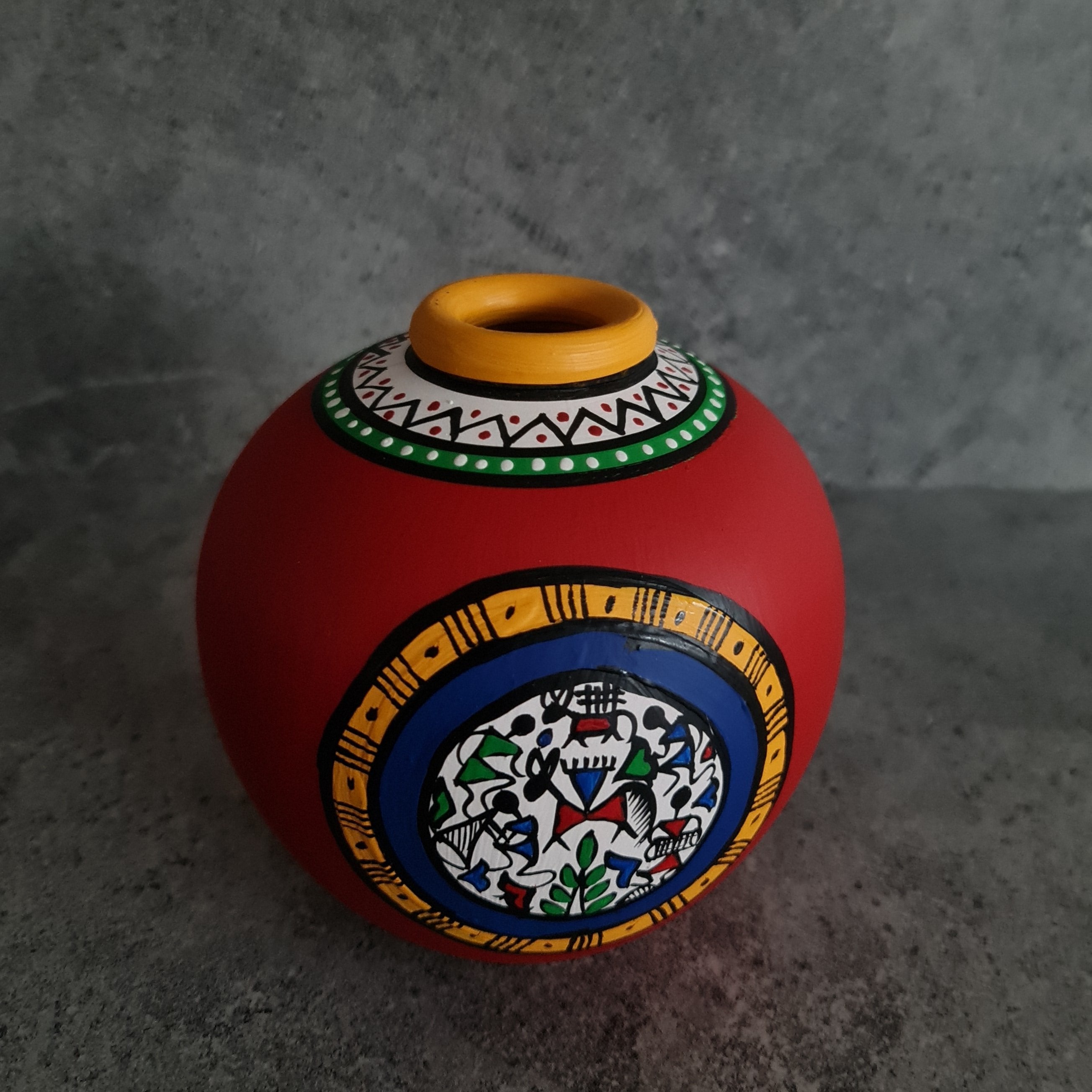 Handmade Vase, Home decor, Terracotta hand painted Vase, Rural Art
