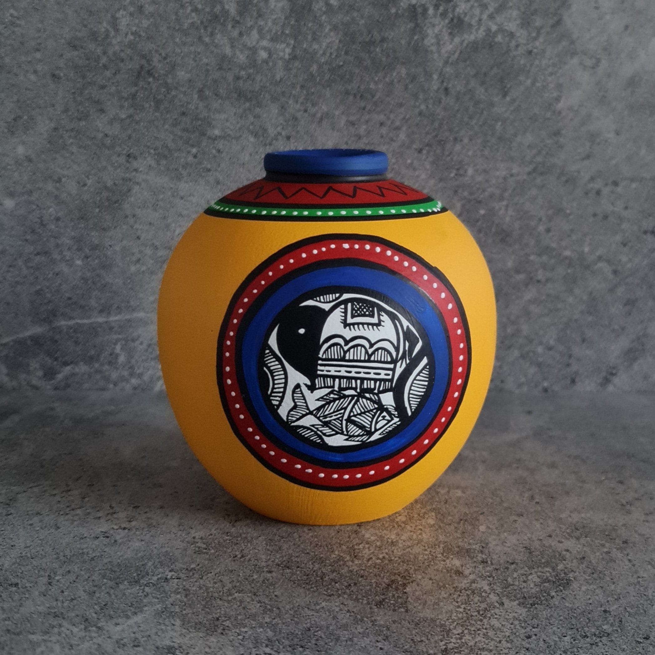 Handmade Vase, Home decor, Terracotta hand painted Vase, Rural Art