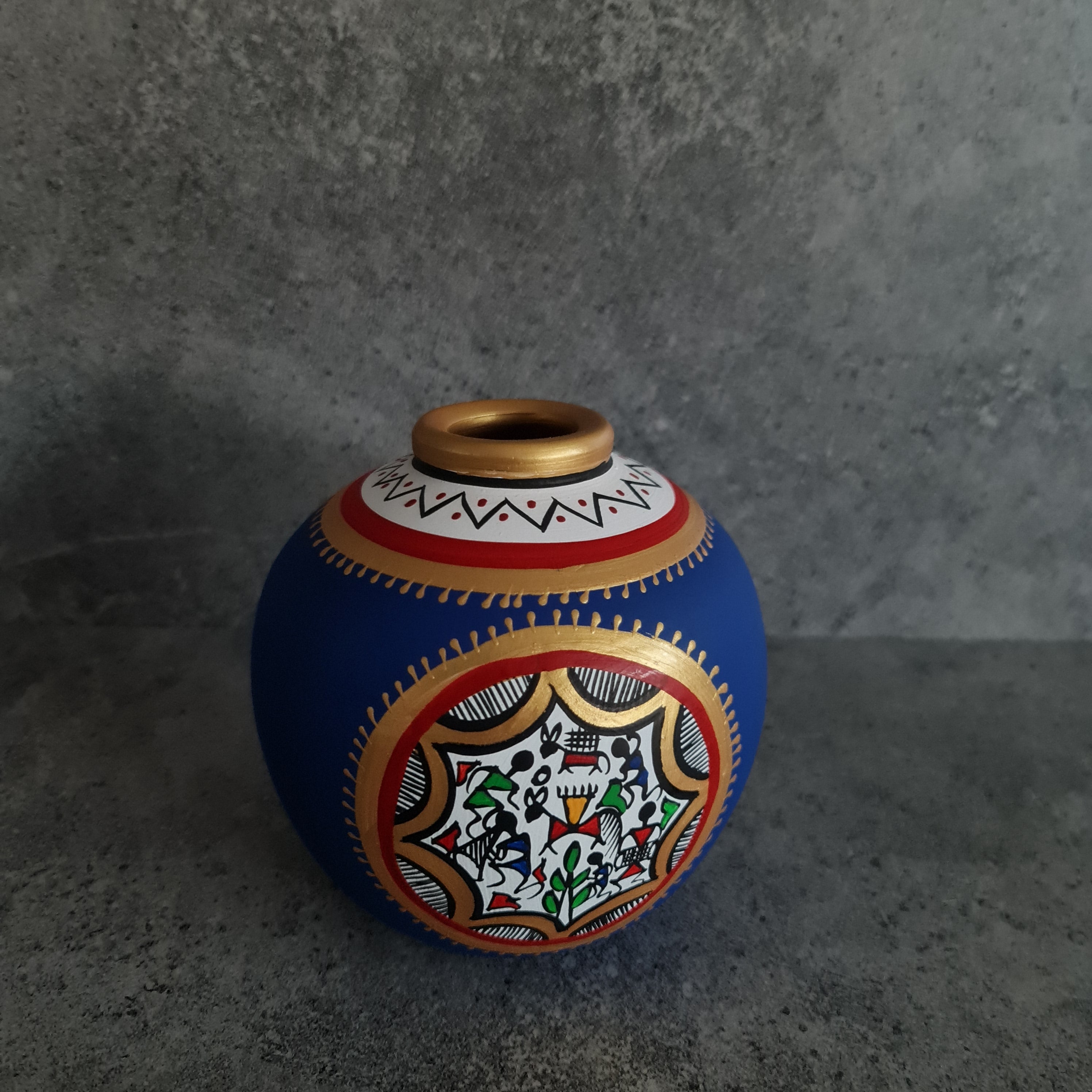 Handmade Vase, Home decor, Terracotta hand painted Vase, Rural Art