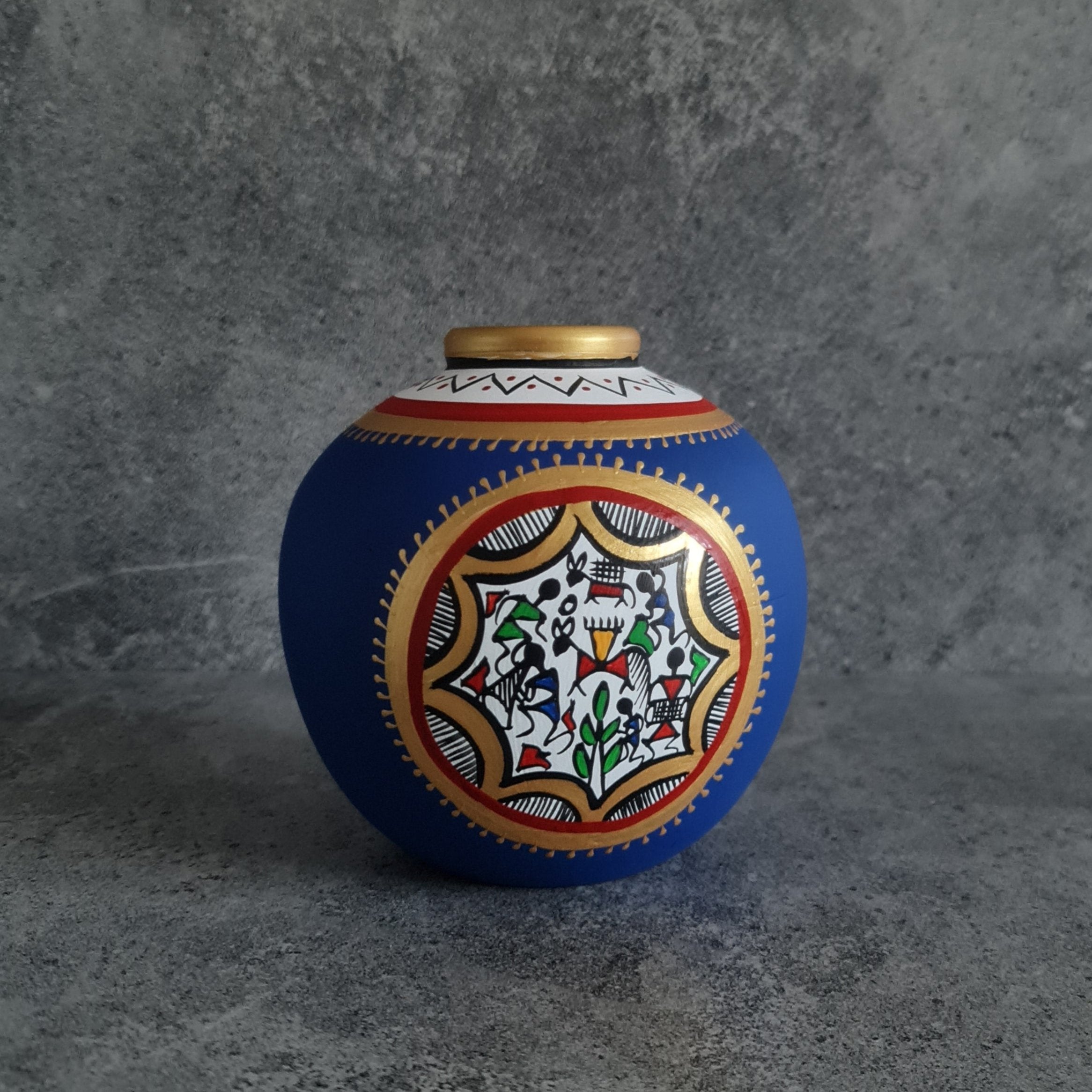 Handmade Vase, Home decor, Terracotta hand painted Vase, Rural Art