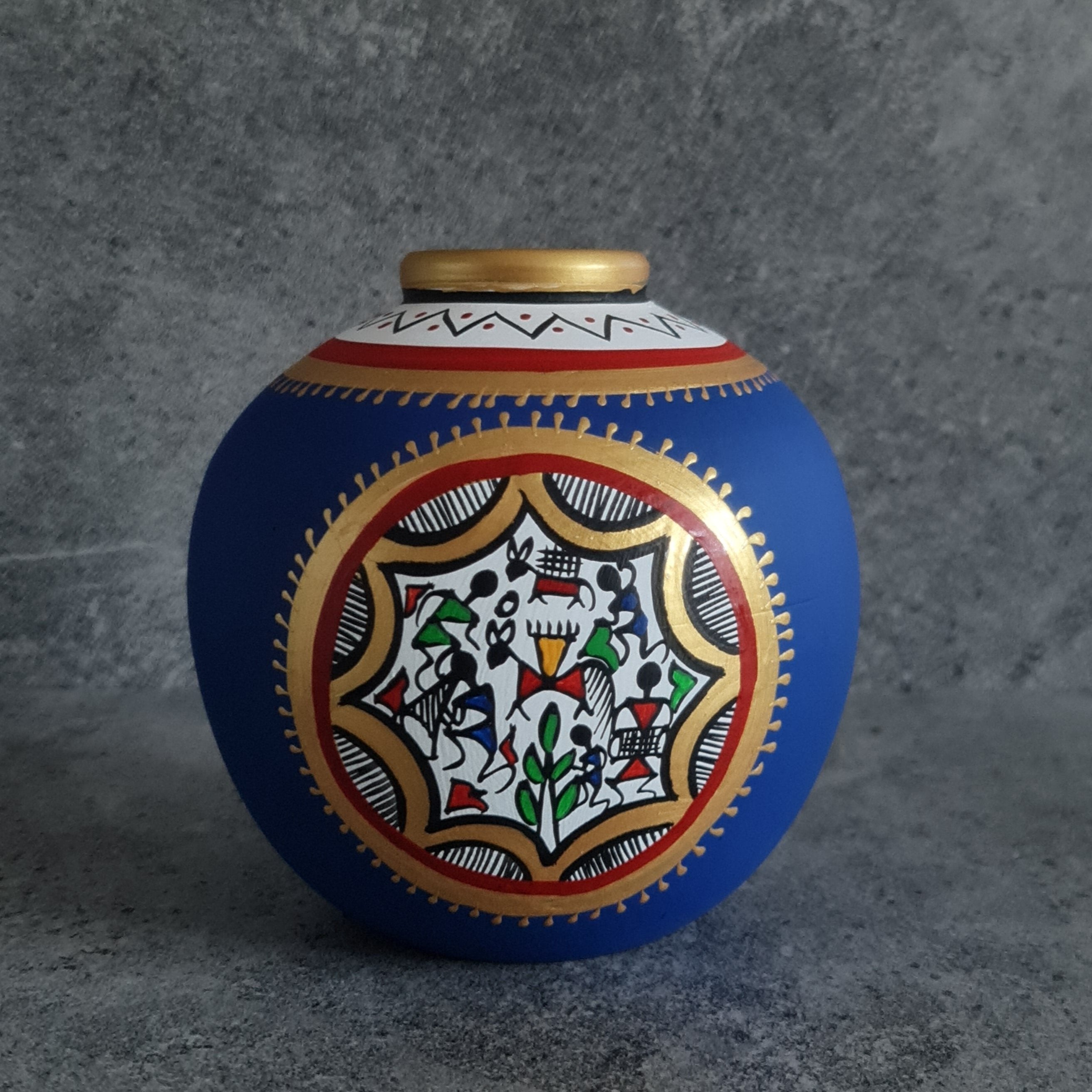 Handmade Vase, Home decor, Terracotta hand painted Vase, Rural Art