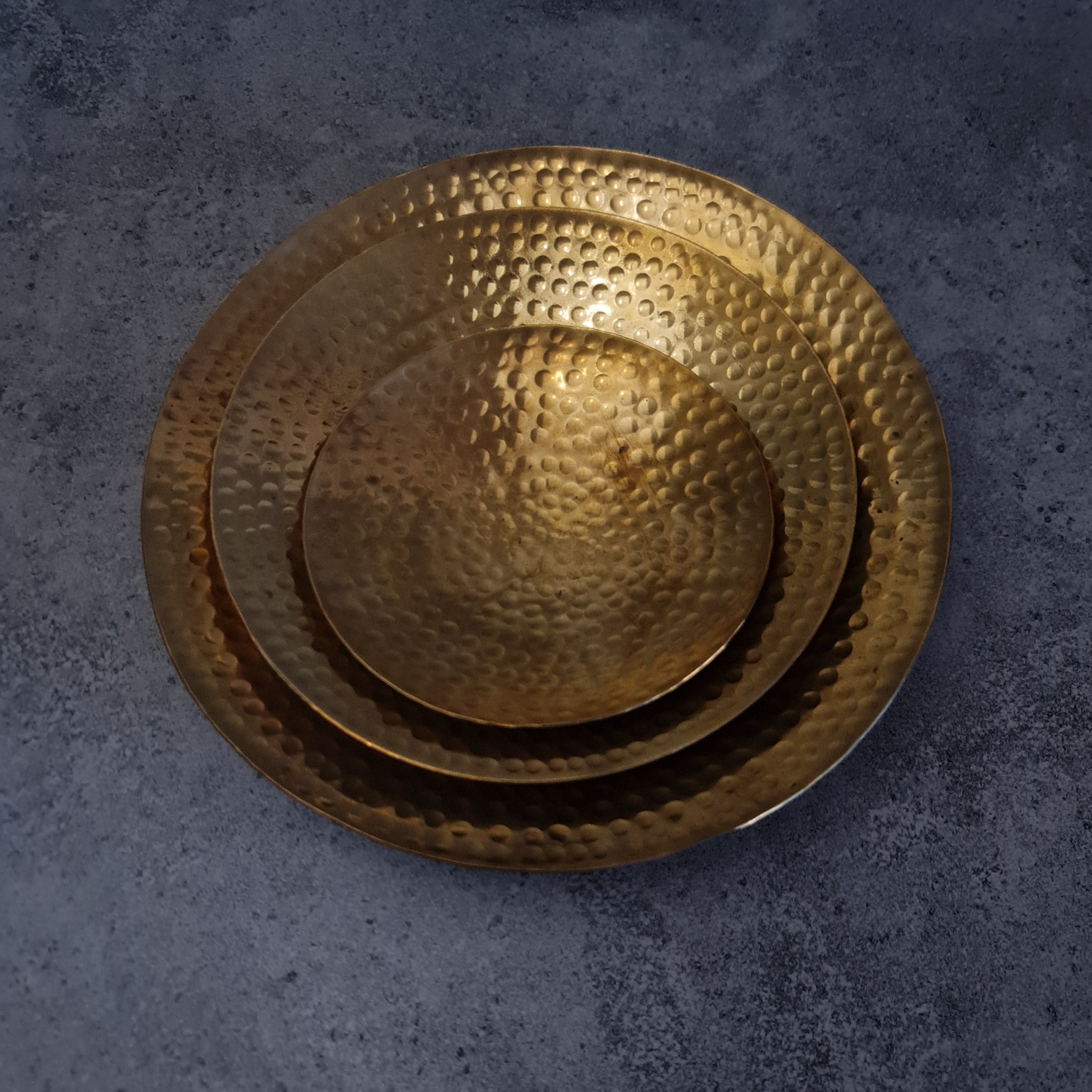 Brass Curved Plates - Set of 3, Brass Bowl, Brass Serving Bowl, Home Decor, Decorative Brass Plate, Serving Plate, Hammered Plate, Decor Piece