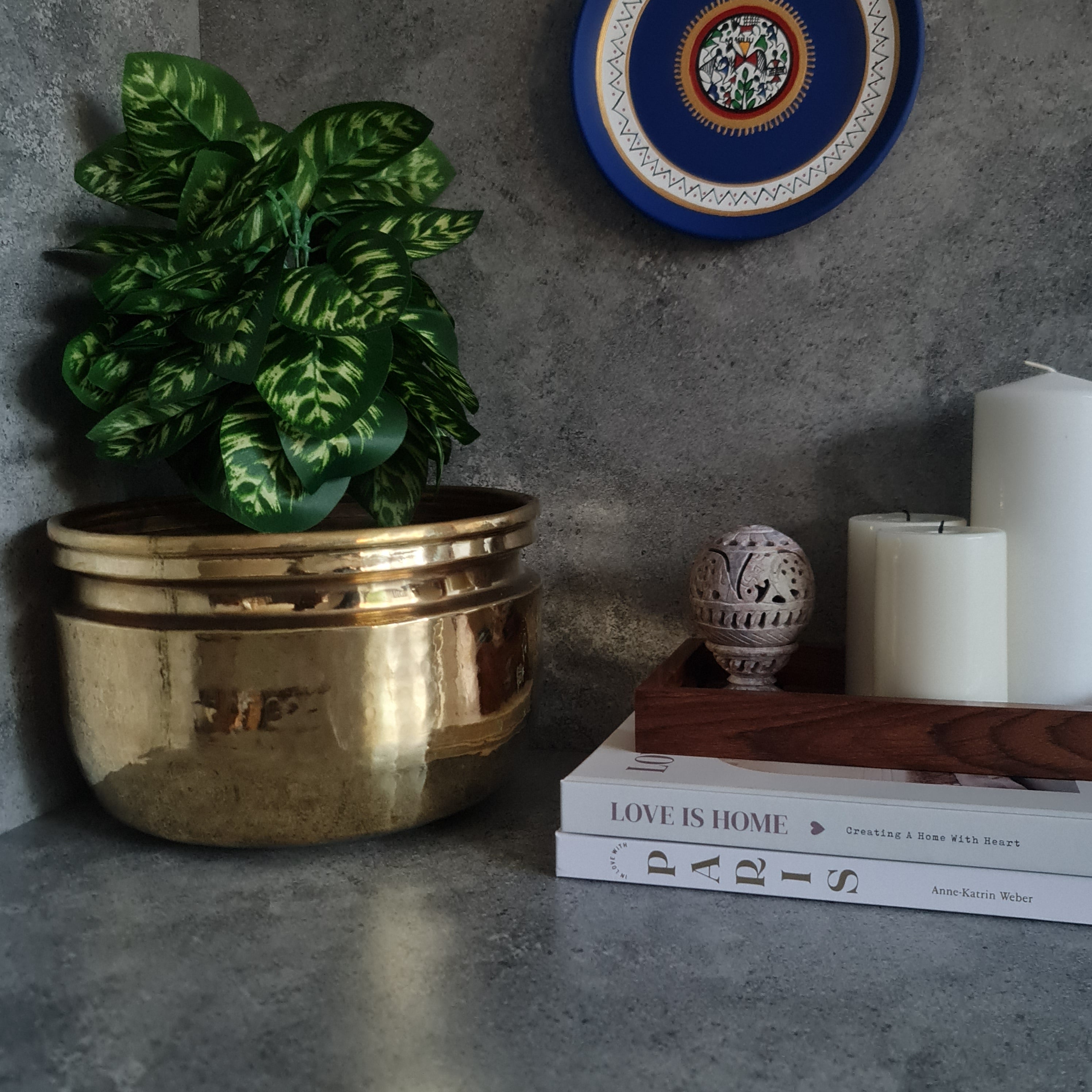 Brass Planter, Brass Hammered Planter, Home Decor