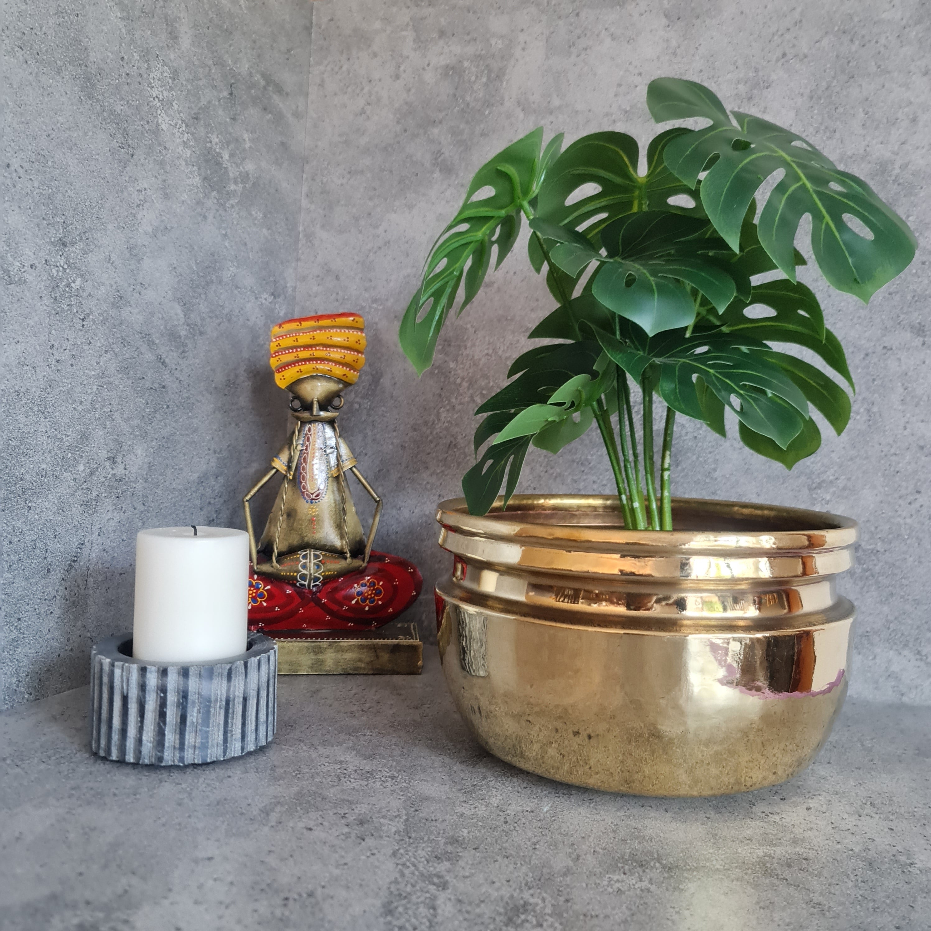 Brass Planter, Brass Hammered Planter, Home Decor