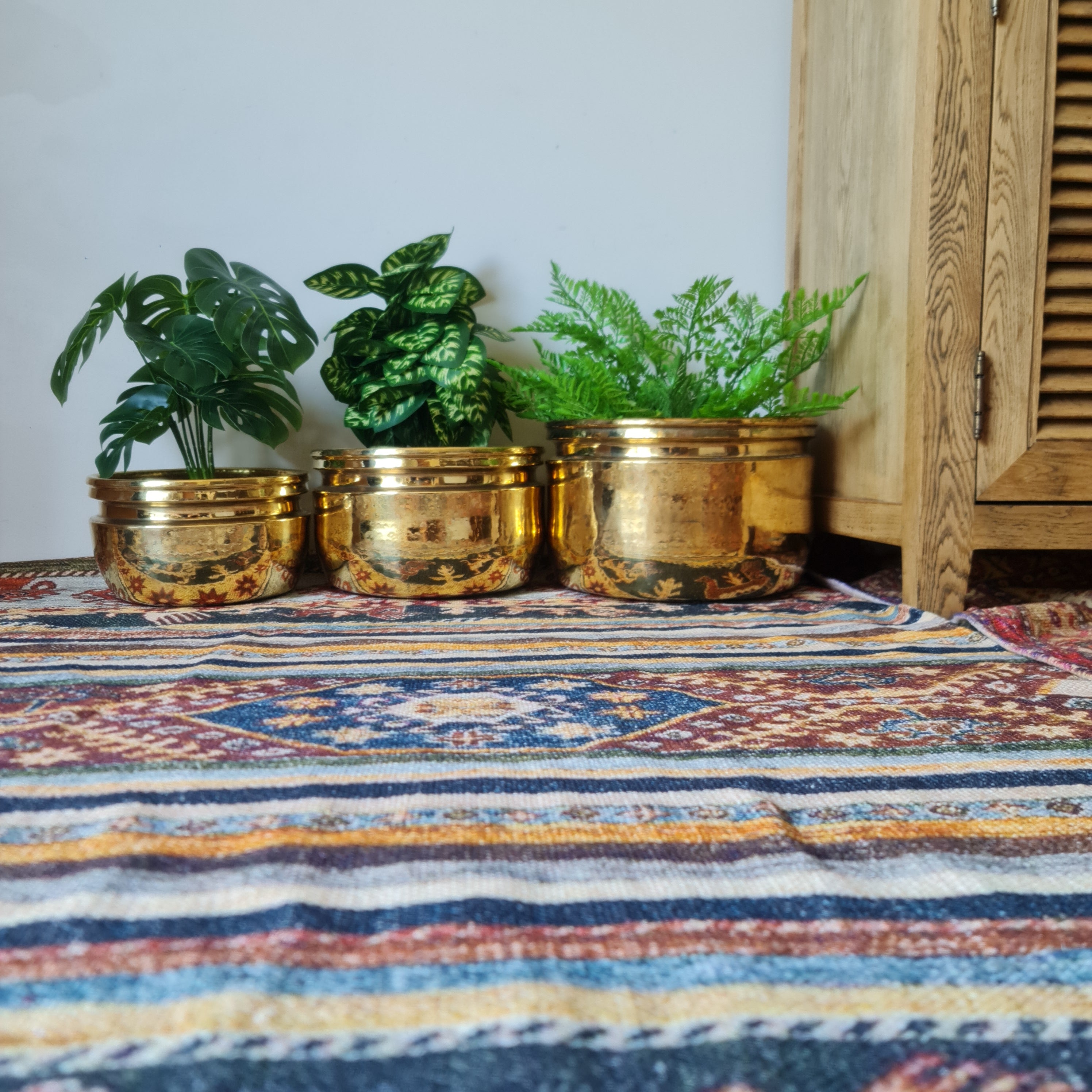 Brass Planter, Brass Hammered Planter, Home Decor