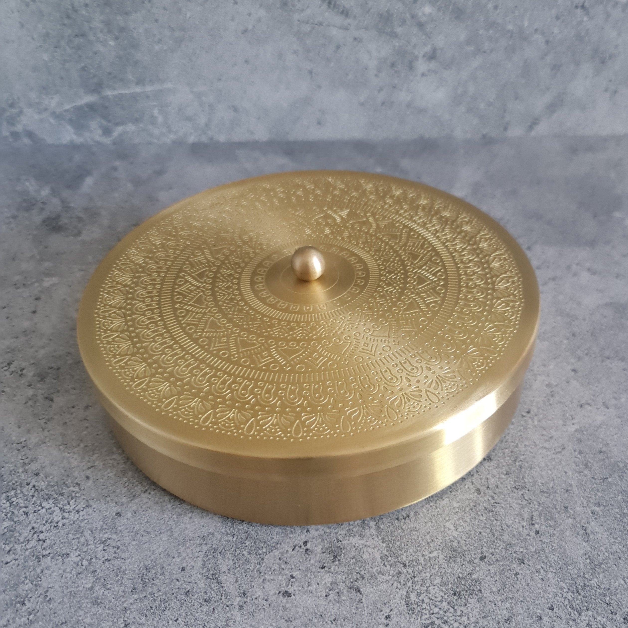 Brass Spice Box with 7-Compartment & Spoon