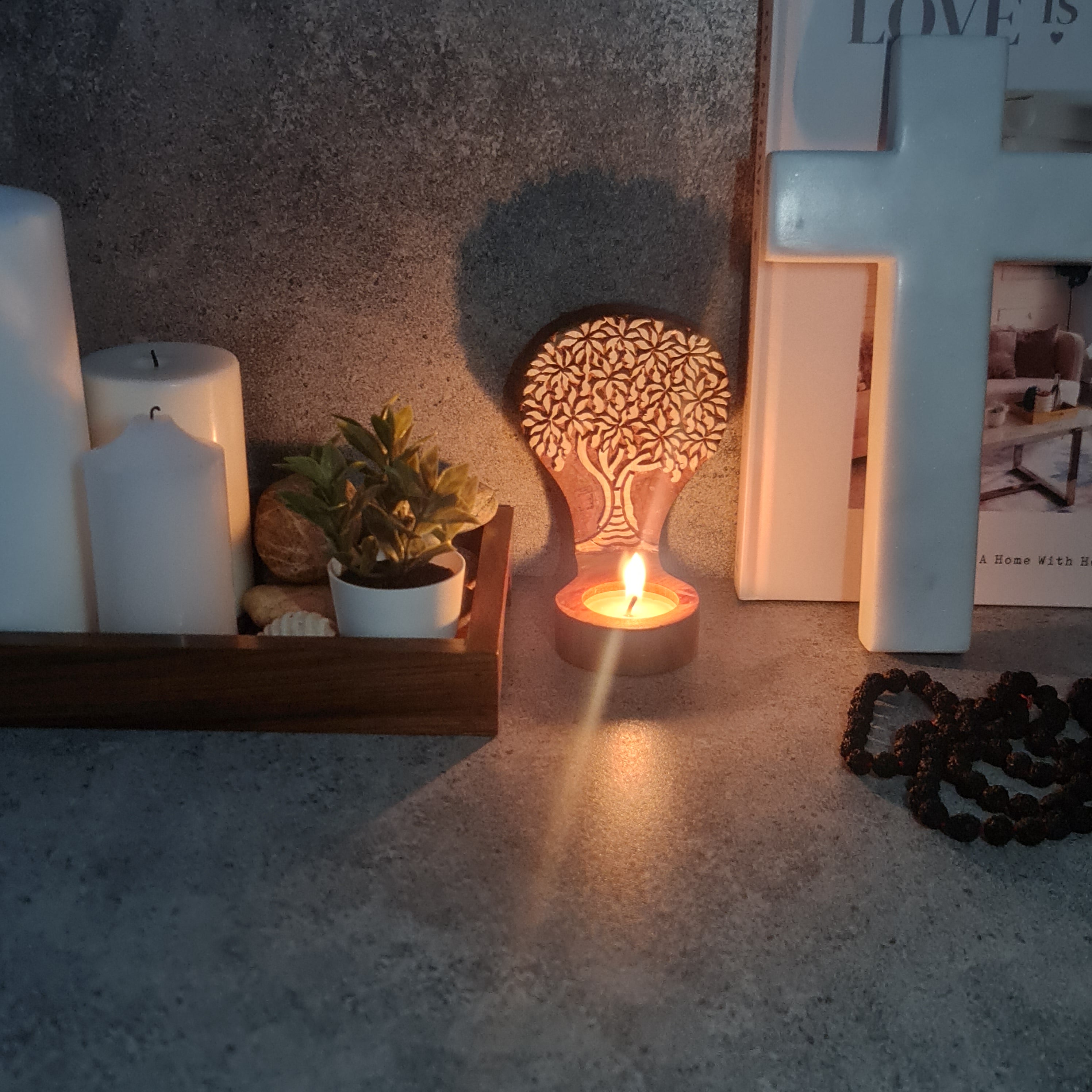 Engraved Tree Tea Light Holder, Tea Light Holder, Tea Light Candle Holder, Home Decor