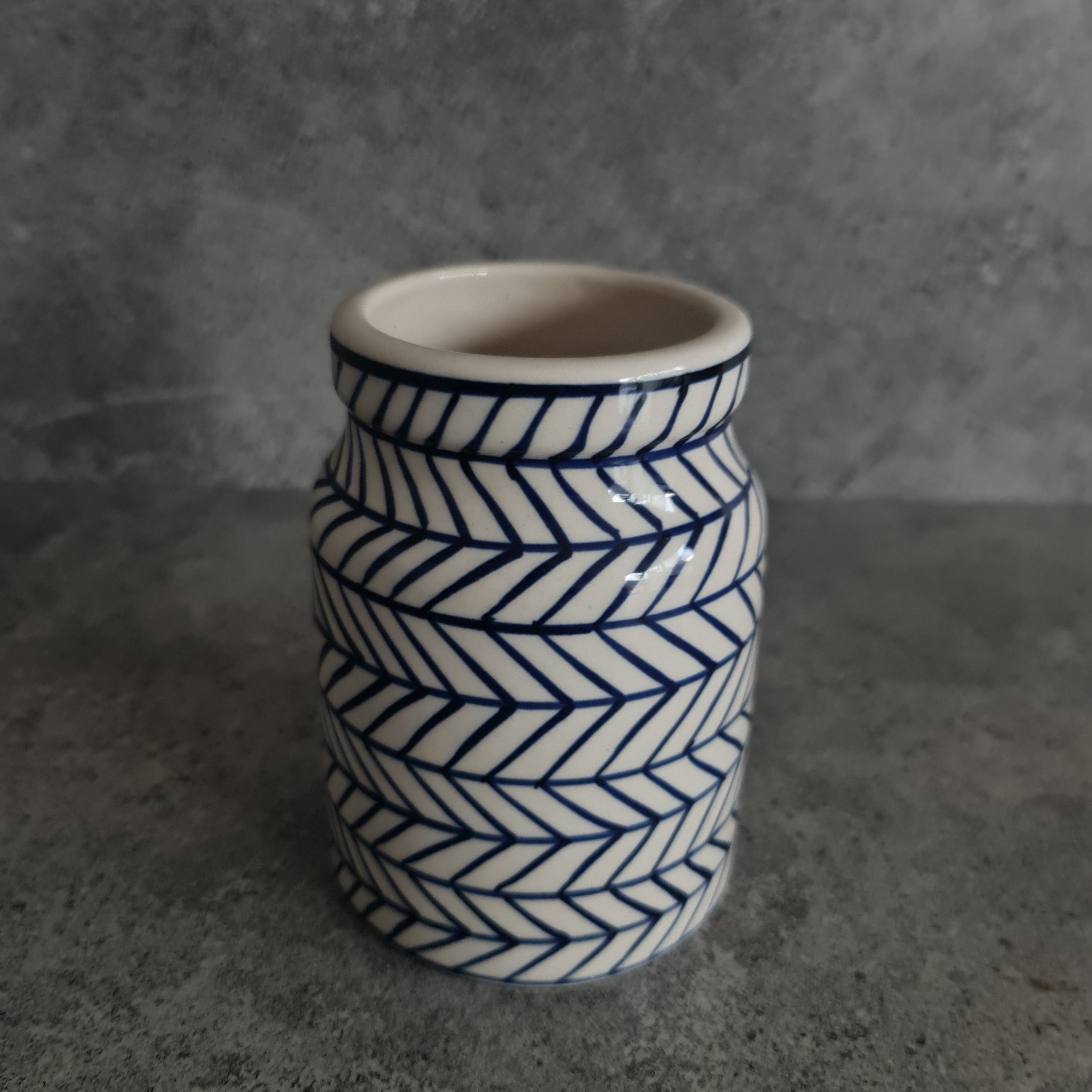 Ceramic Jar, Ceramic Canister, Indigo Chevron Jar