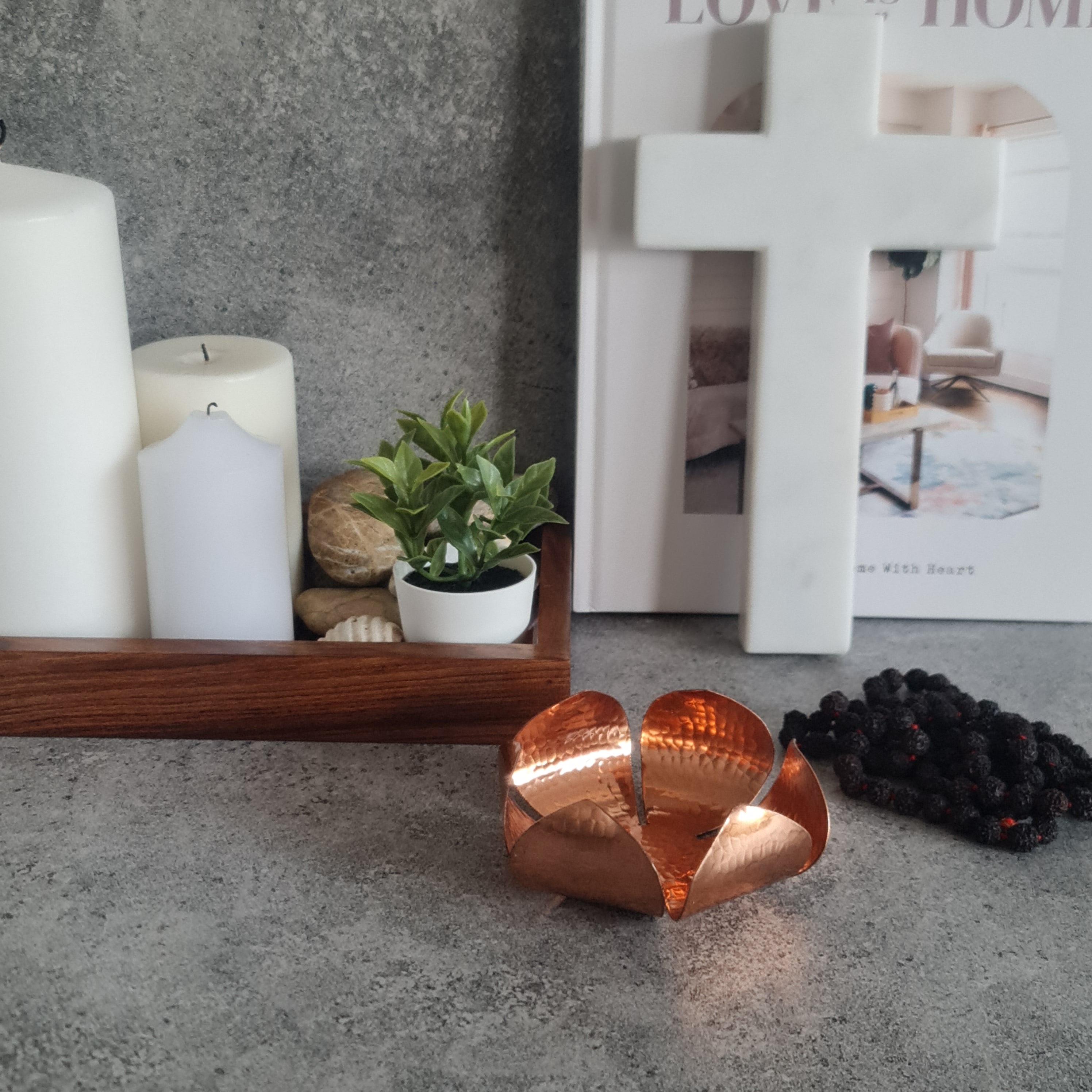 Lotus Tealight Candle Holder, Tealight Candle Holder, Copper Tealight Candle Holder, Handmade Tealight Candle Holder, Home decor