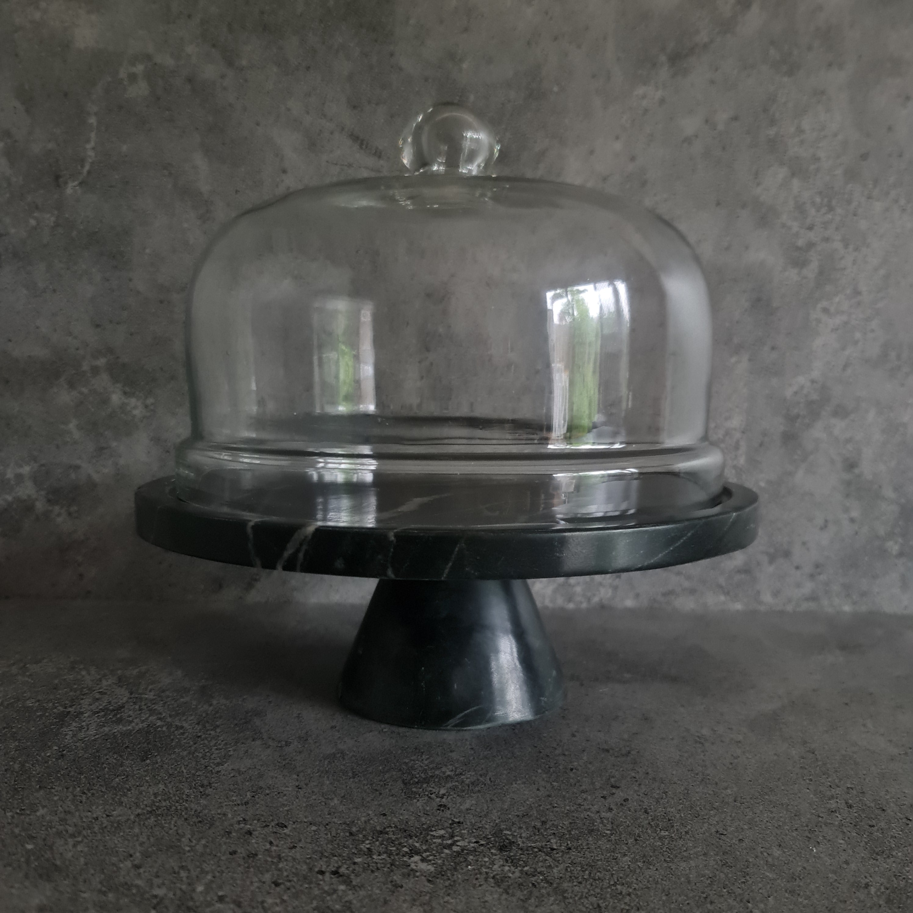 Midnight Gleam - Marble Food Dome with Stand, Cake stand
