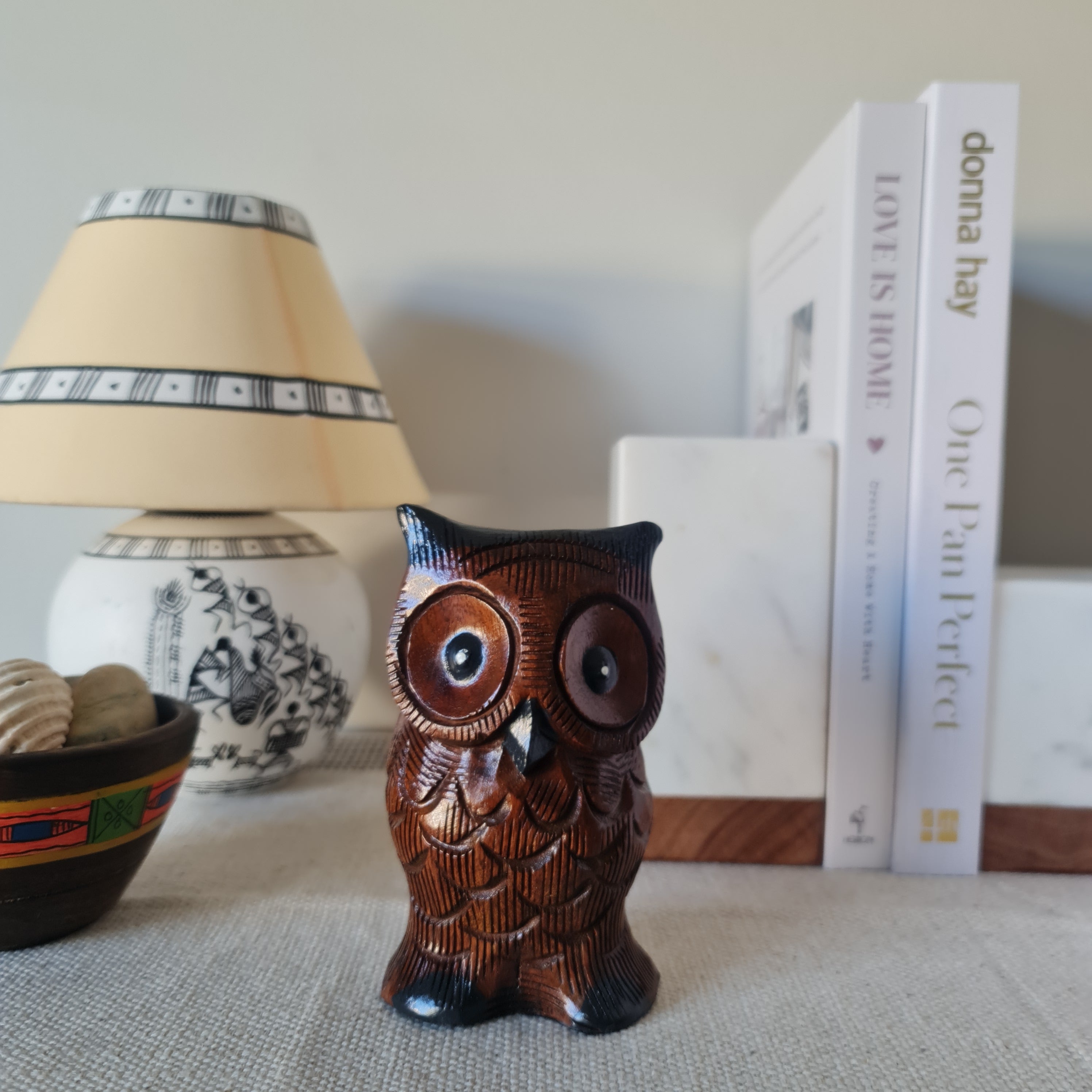 Nocturnal Owl Wooden Glasses Holder & Decorative Showpiece, Home Decor, Glass holder, figurine