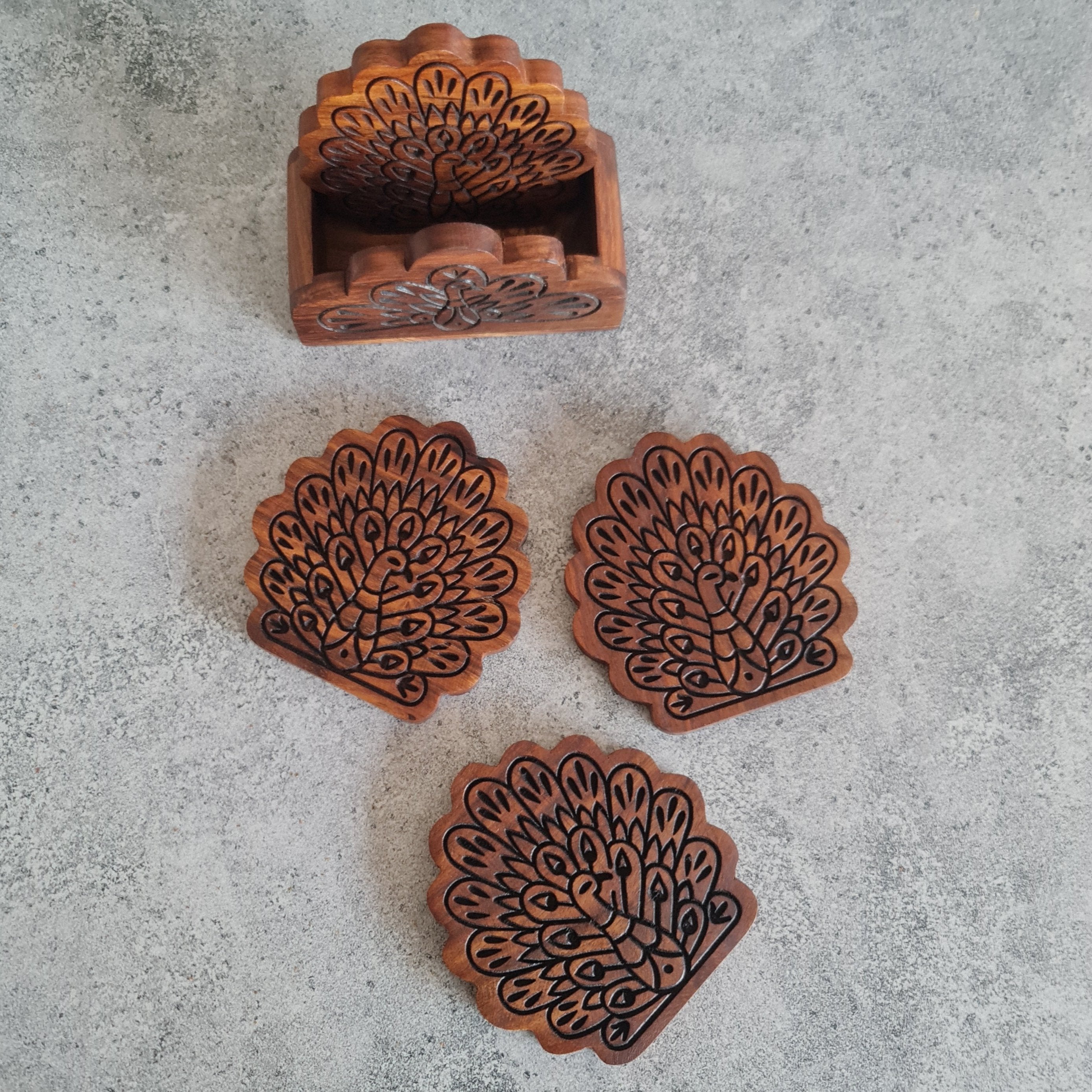 Royal Peacock Wooden Coasters, Wooden drink Coaster, Coaster, Coaster Sets, Wooden Coaster, Barware Collection, Gift