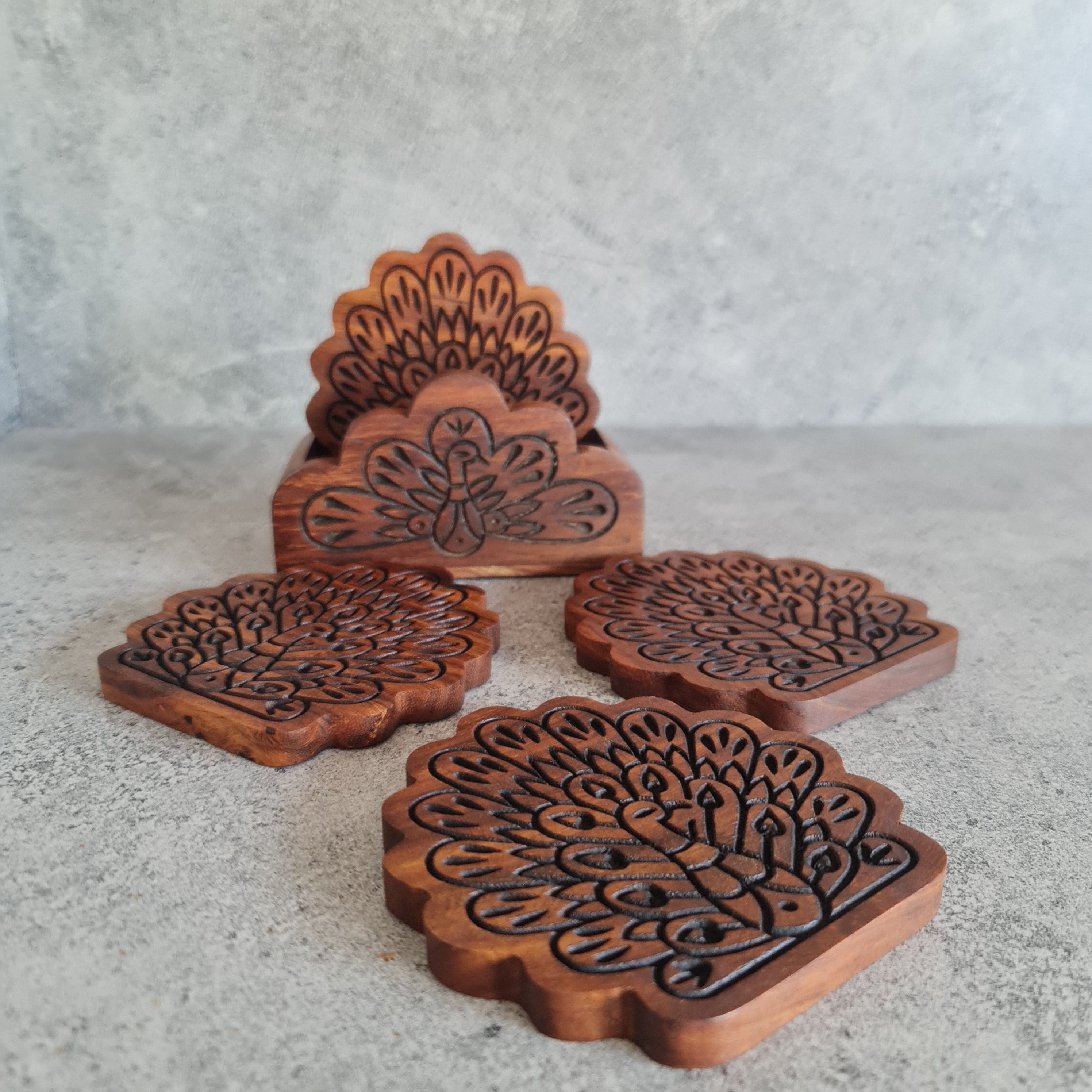 Royal Peacock Wooden Coasters, Wooden drink Coaster, Coaster, Coaster Sets, Wooden Coaster, Barware Collection, Gift