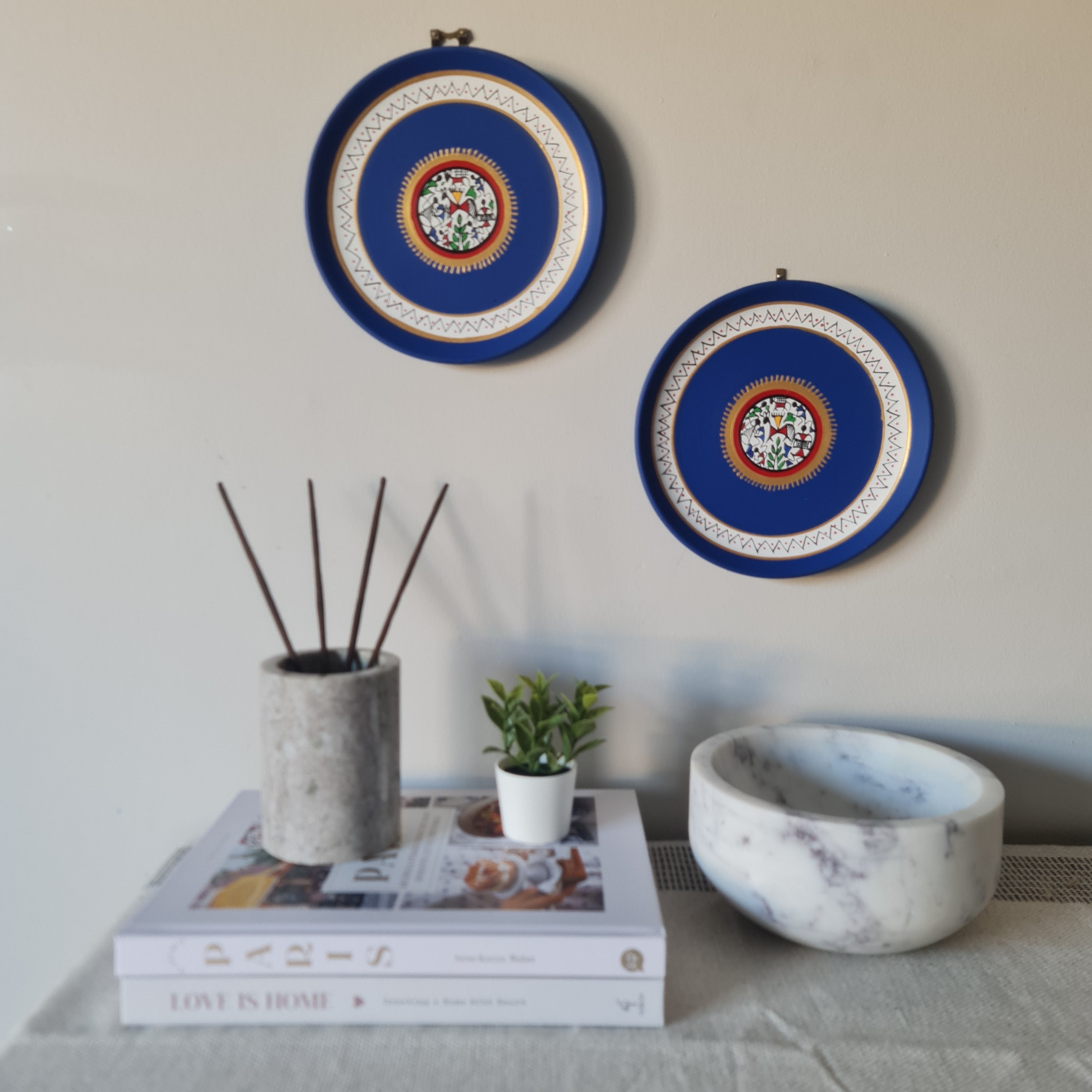 Handmade Wall decor Plates, Home decor, Terracotta hand painted Wall Decor Plate, Set of 2 Plates, Art Piece