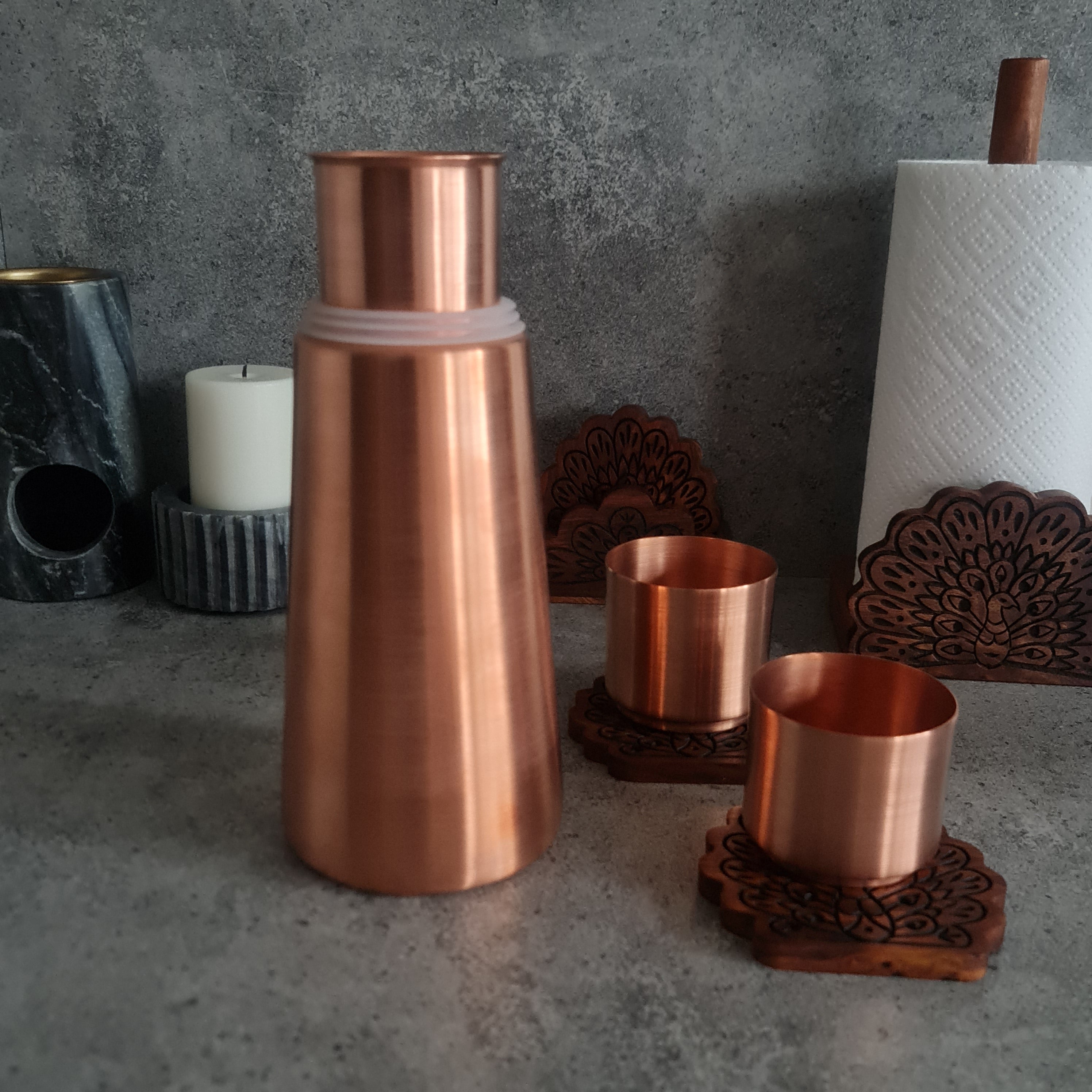 Copper Water Bottle, Copper Carafe, Copper Pitcher, Copper Water Jug, Water Storage Tumbler, Picher