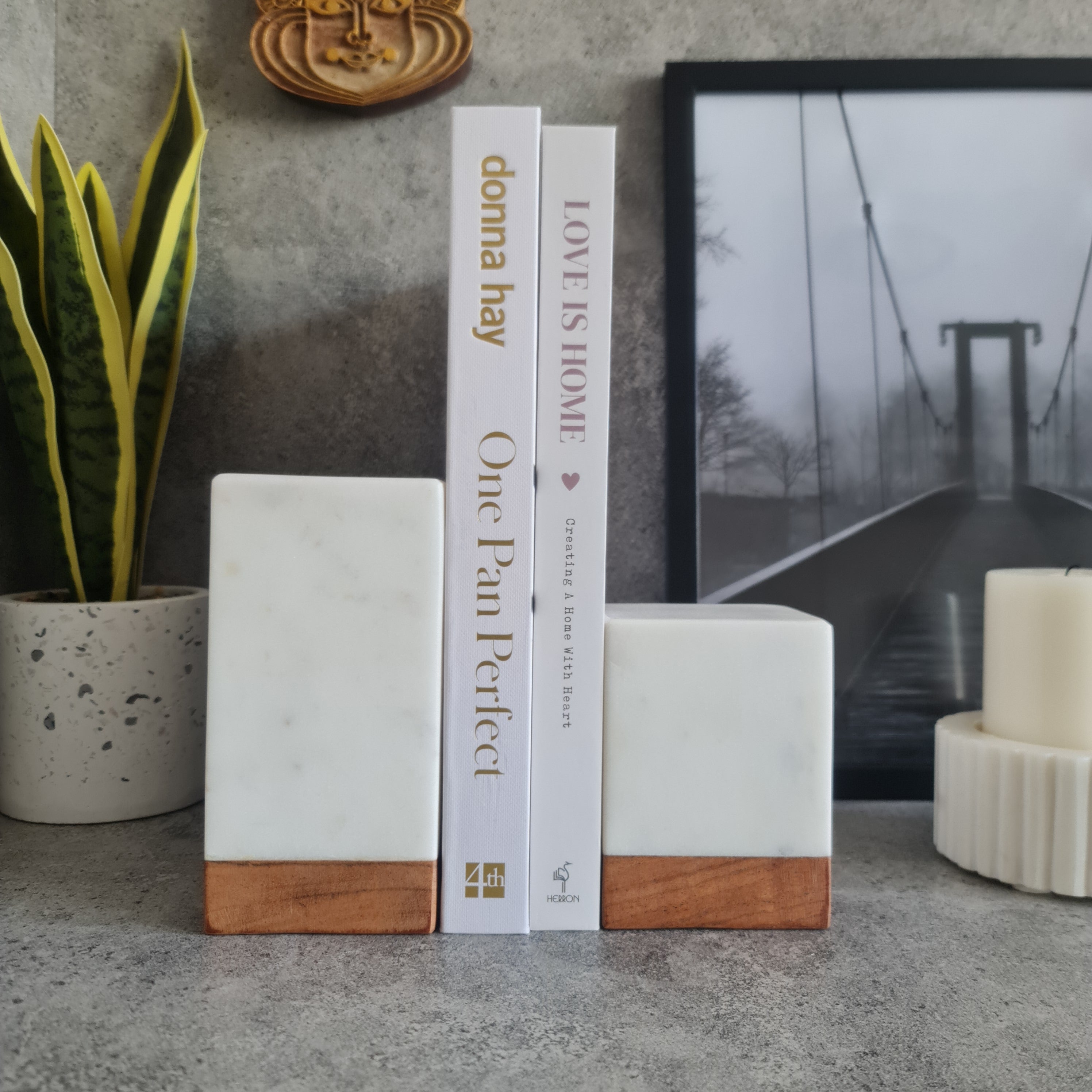 White Marble Bookend