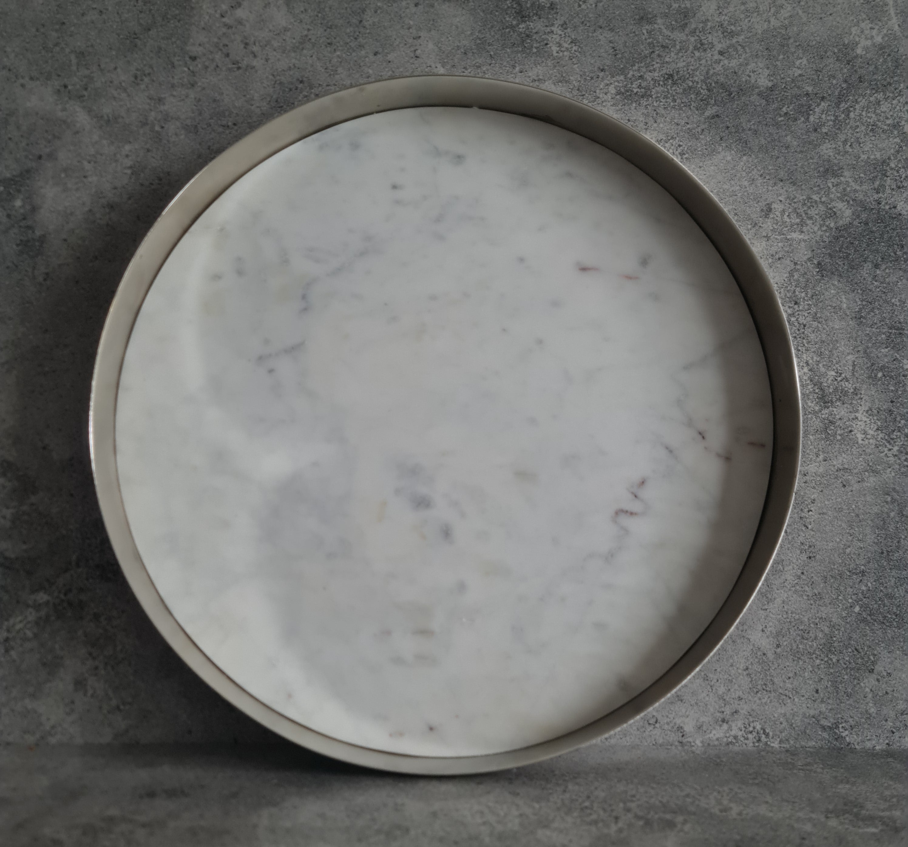White Marble Tray, White Marble Decorative tray, White Marble Tray with Plain Nickel Ring