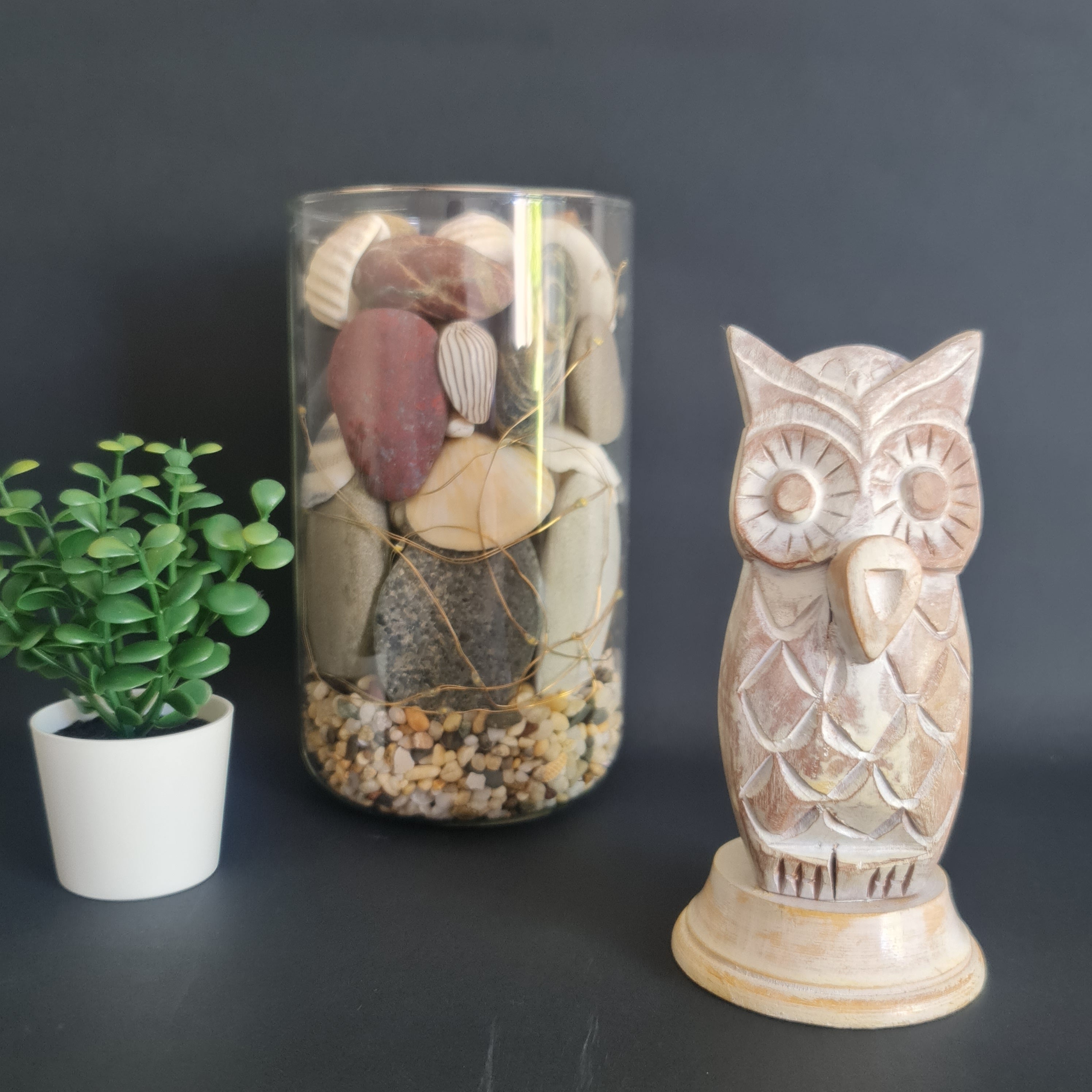 White Owl Wooden Glasses Holder & Decorative Showpiece, Home Decor, Glass holder, figurine