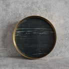 Decorative Marble Tray, Marble Decor tray, Black Marble Tray with Brass Ring