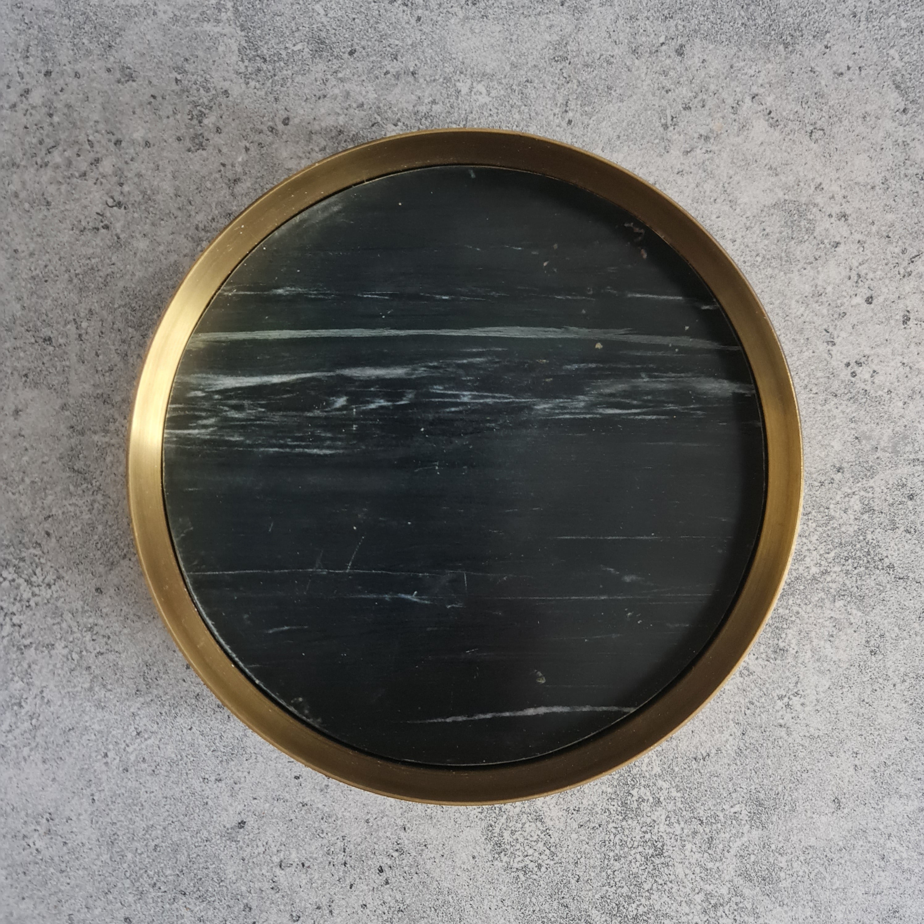 Decorative Marble Tray, Marble Decor tray, Black Marble Tray with Brass Ring