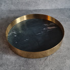 Decorative Marble Tray, Marble Decor tray, Black Marble Tray with Brass Ring