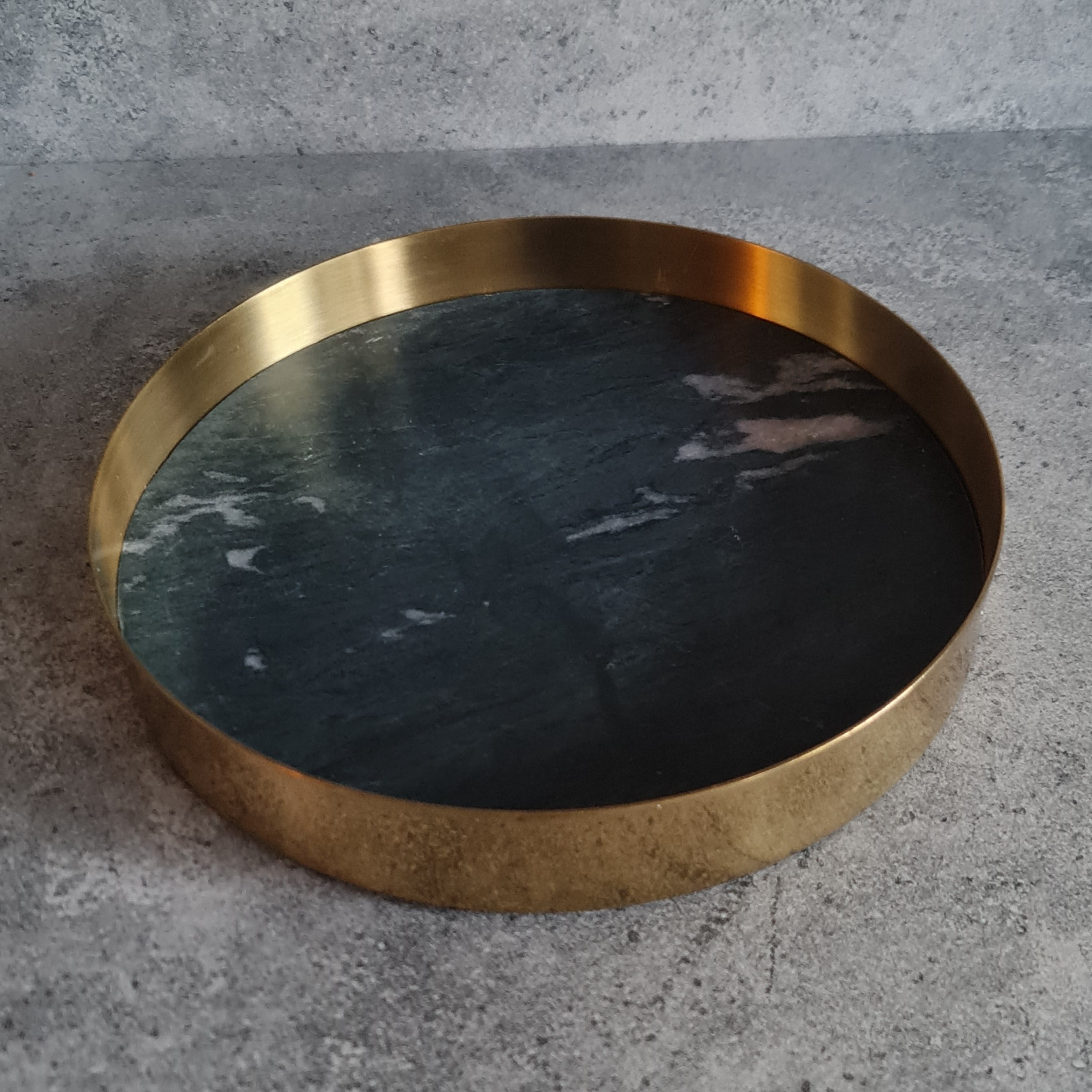 Decorative Marble Tray, Marble Decor tray, Black Marble Tray with Brass Ring