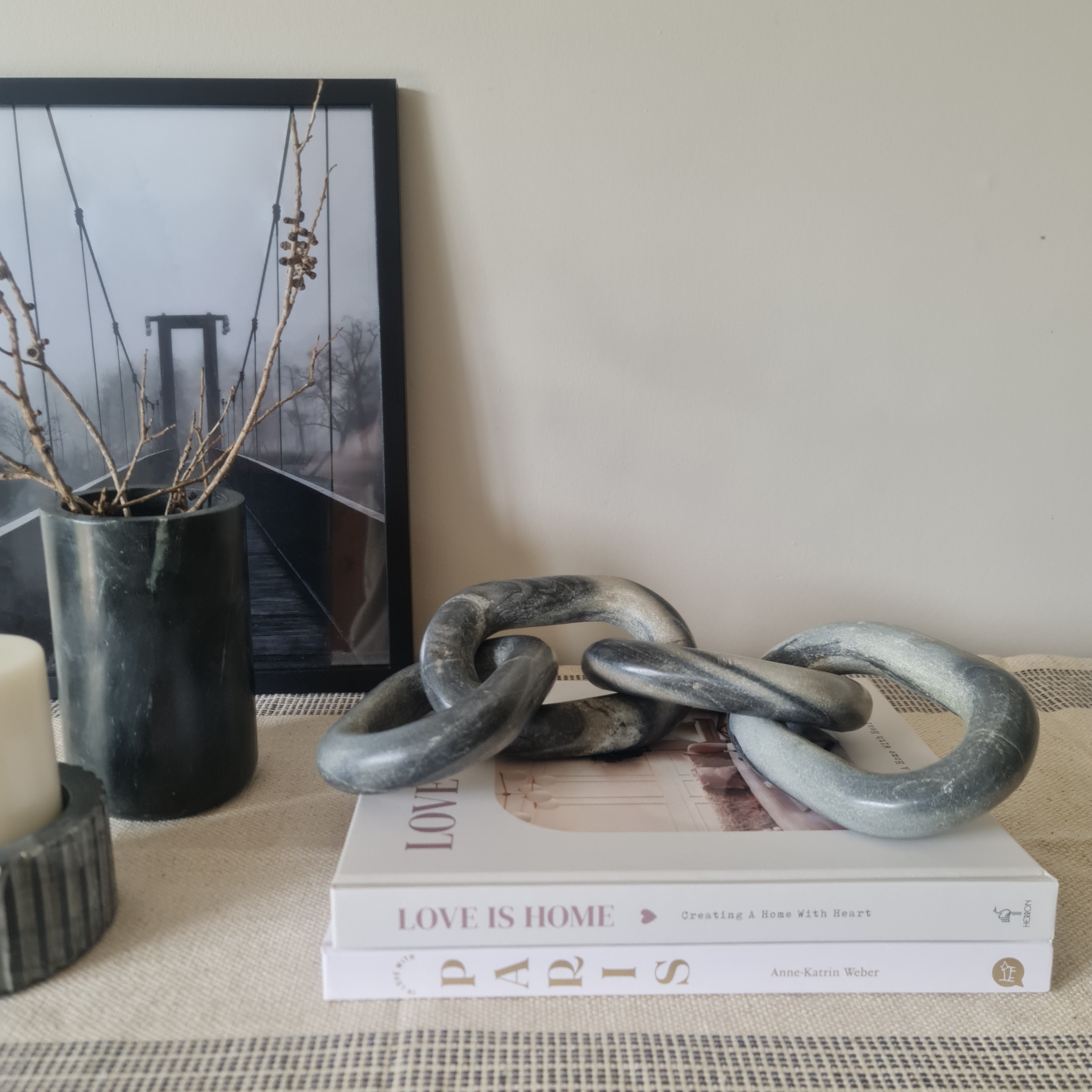 Marble Chain Decor, Home Decor Piece, Marble Chain Home Decor, Figurine