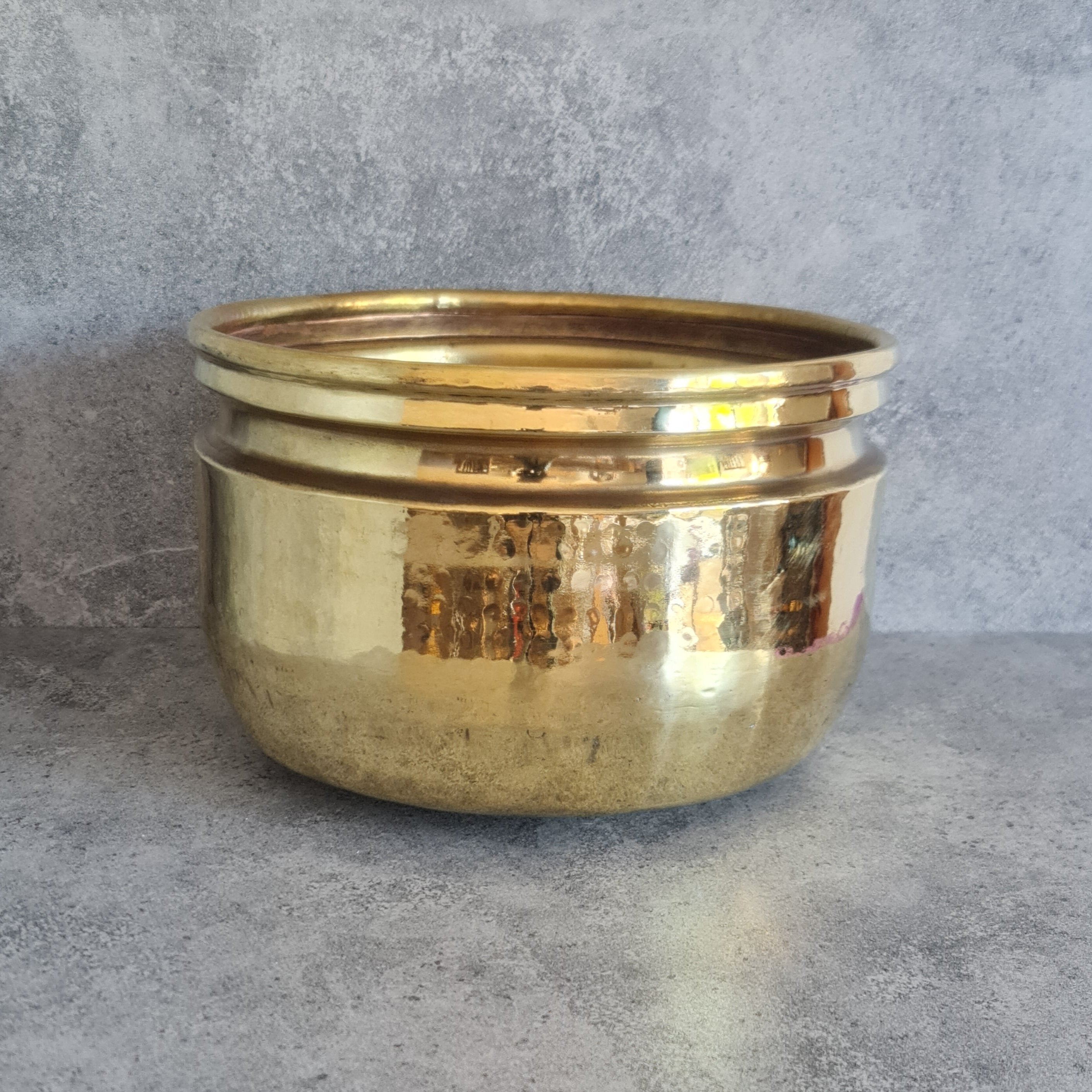 Brass Planter, Brass Hammered Planter, Home Decor