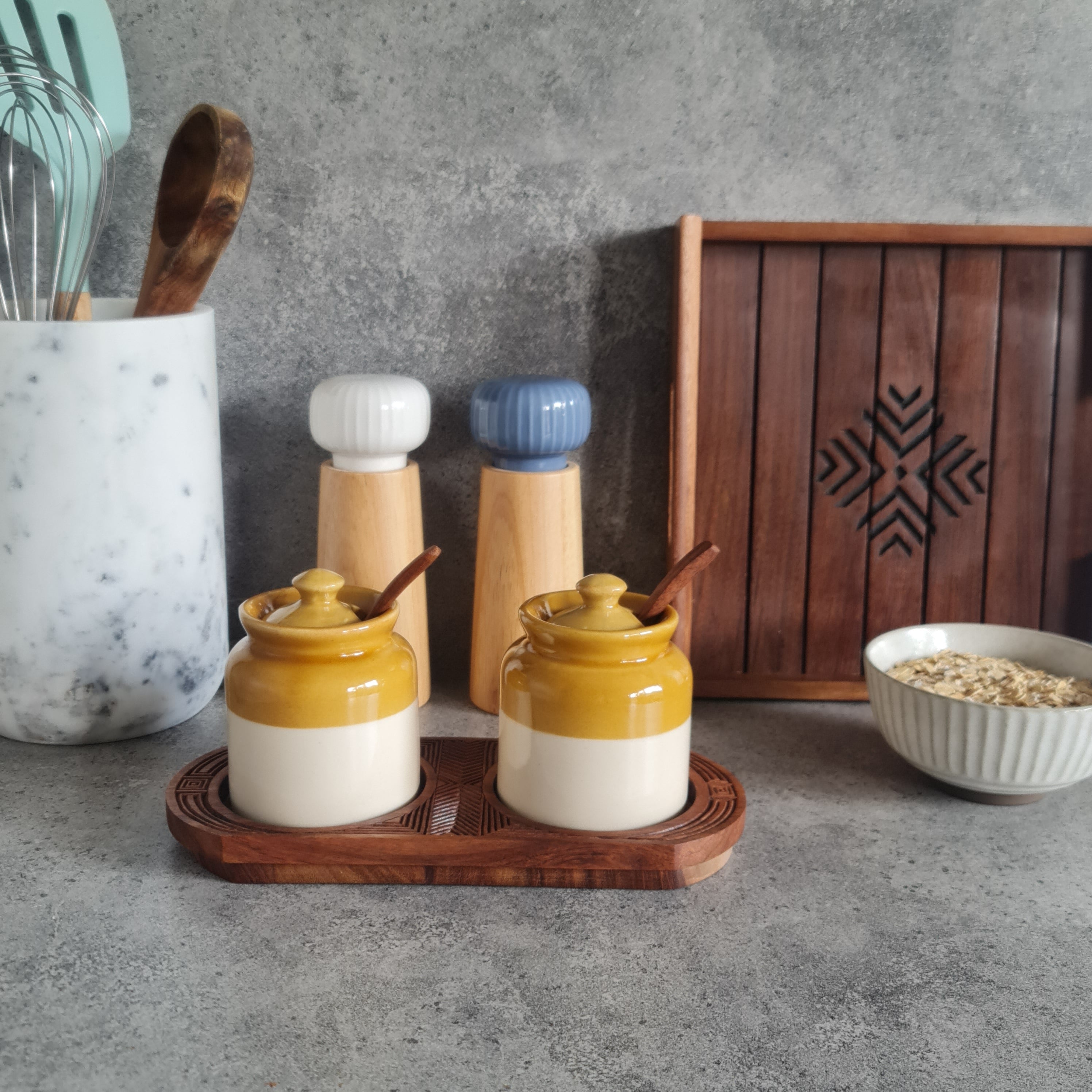 Dip Jar with Tray, Dip Bowl, Dip Jar, Ceramic Dip Jar, Ceramic Dip Bowl