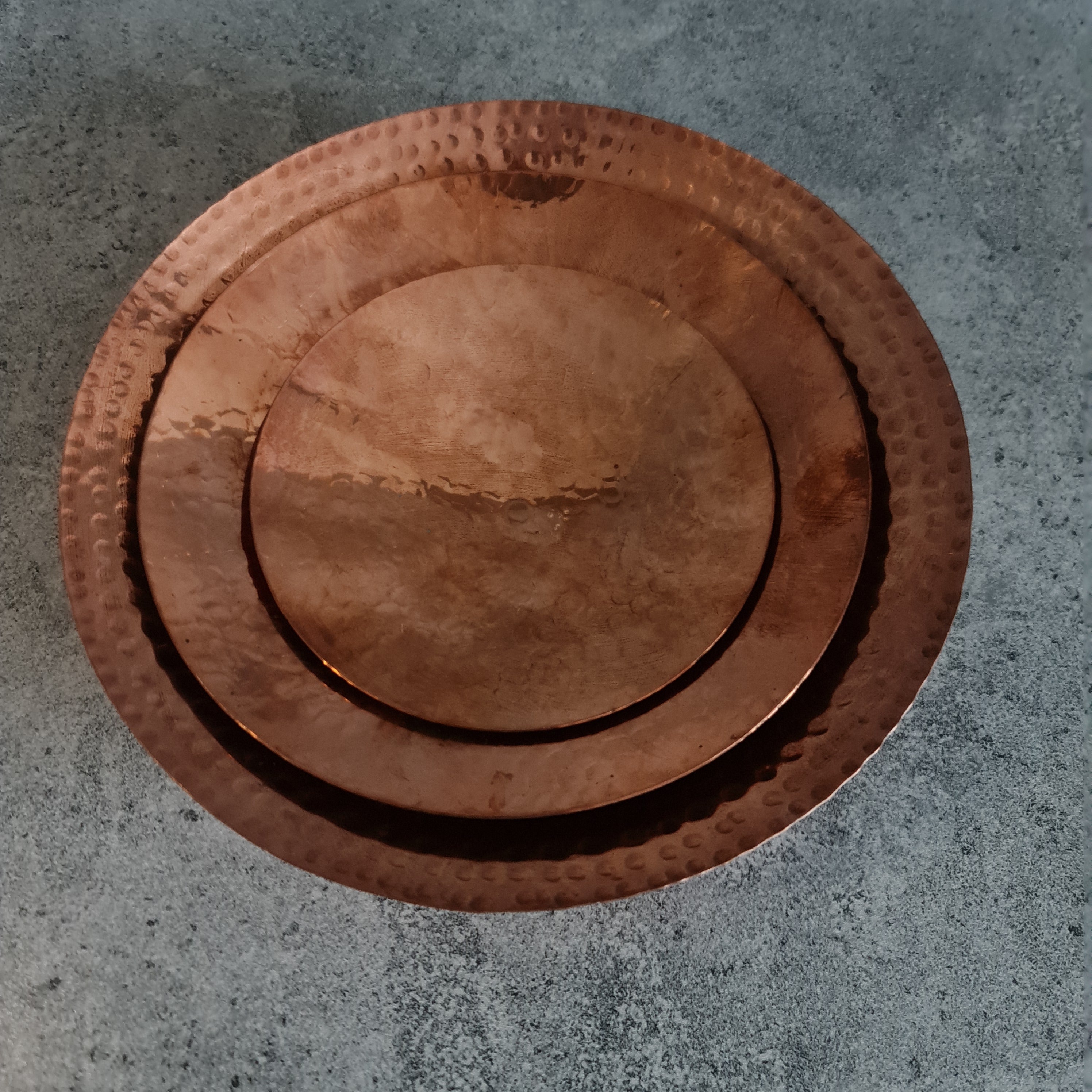 Copper Curved Plates - Set of 3, Copper Bowl, Copper Serving Bowl, Home Decor, Decorative Copper Plate, Serving Plate, Hammered Plate, Decor Piece