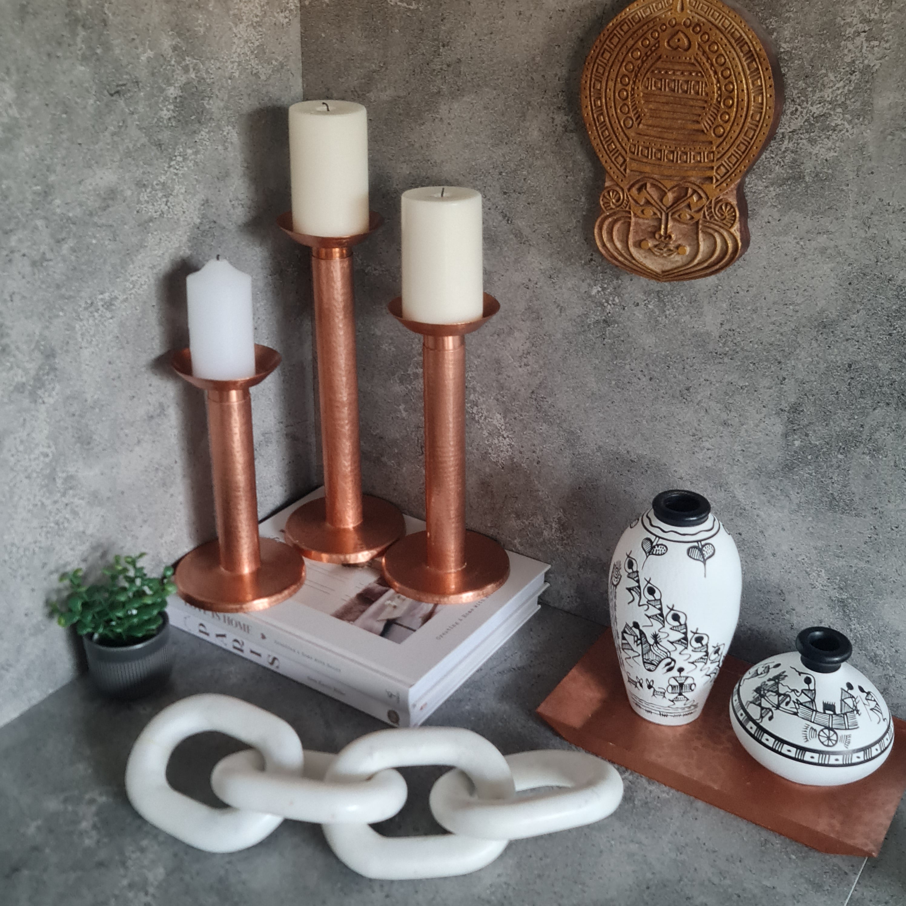 Pillar Candle Stand, Copper Candle Stand, Home Decor, Handcrafted Candle Stand