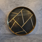 Decorative Marble Tray, Marble Decor tray, Black Marble Tray with Textured Brass Ring