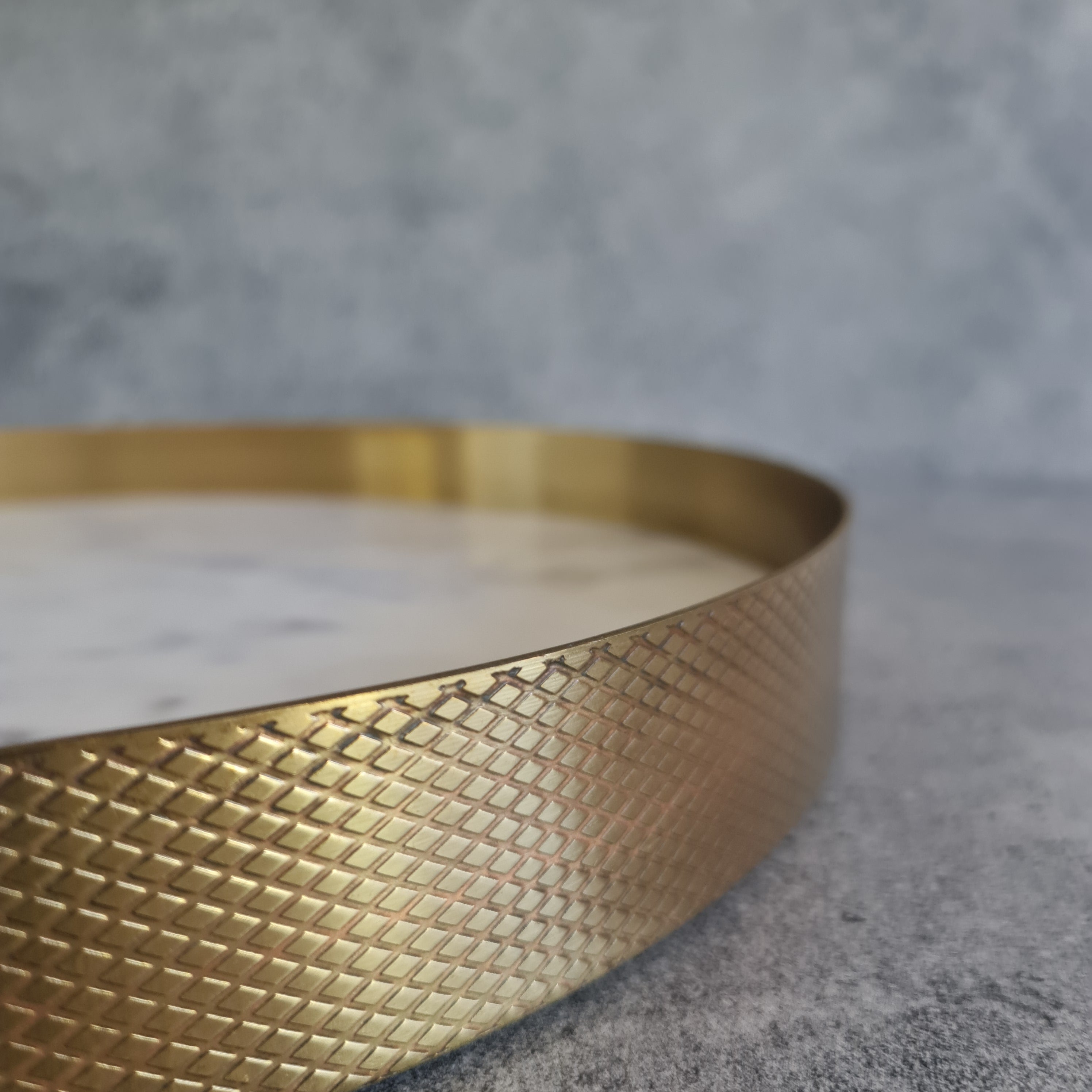 White Marble Tray, White Marble Decorative tray, White Marble Tray with Brass Ring
