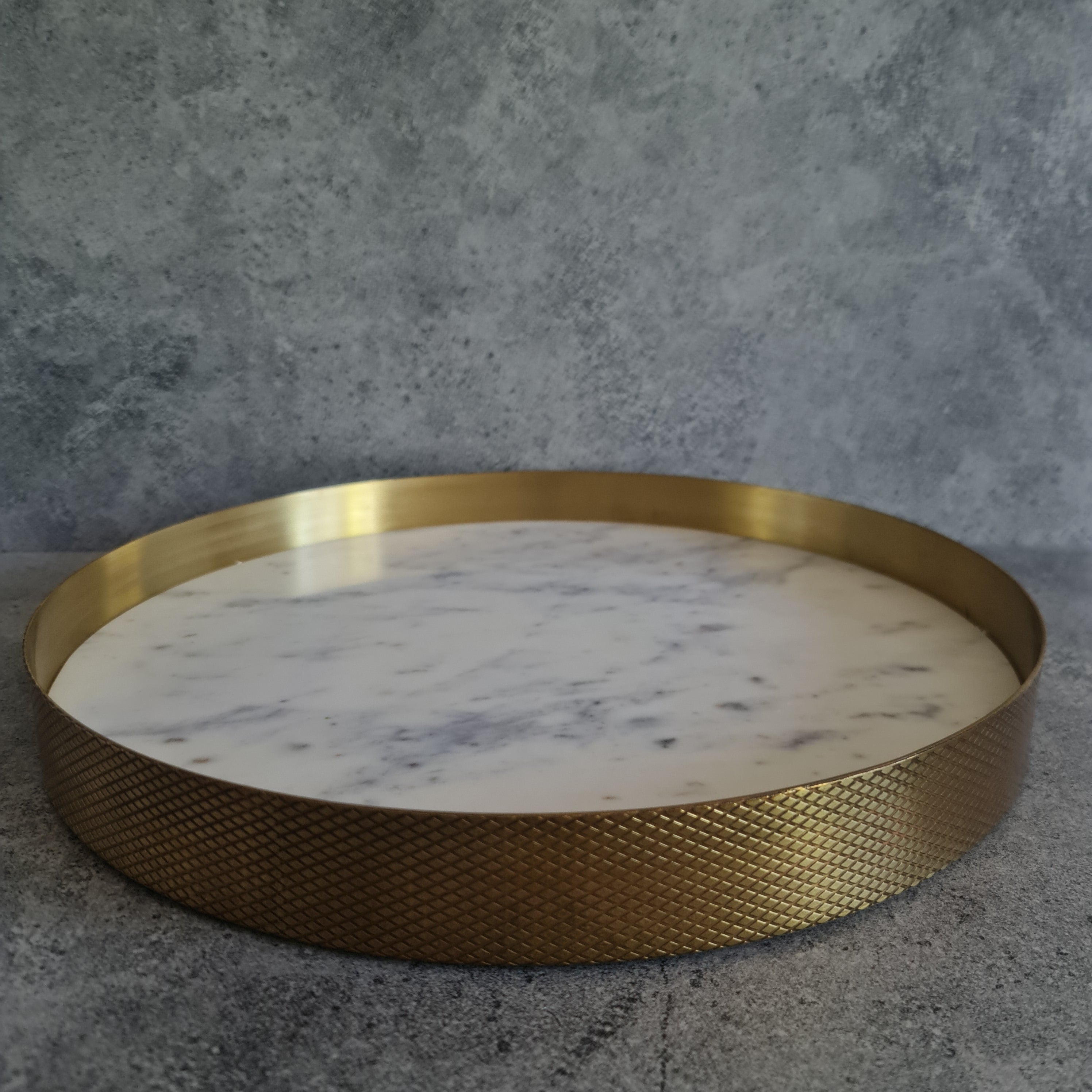 White Marble Tray, White Marble Decorative tray, White Marble Tray with Brass Ring