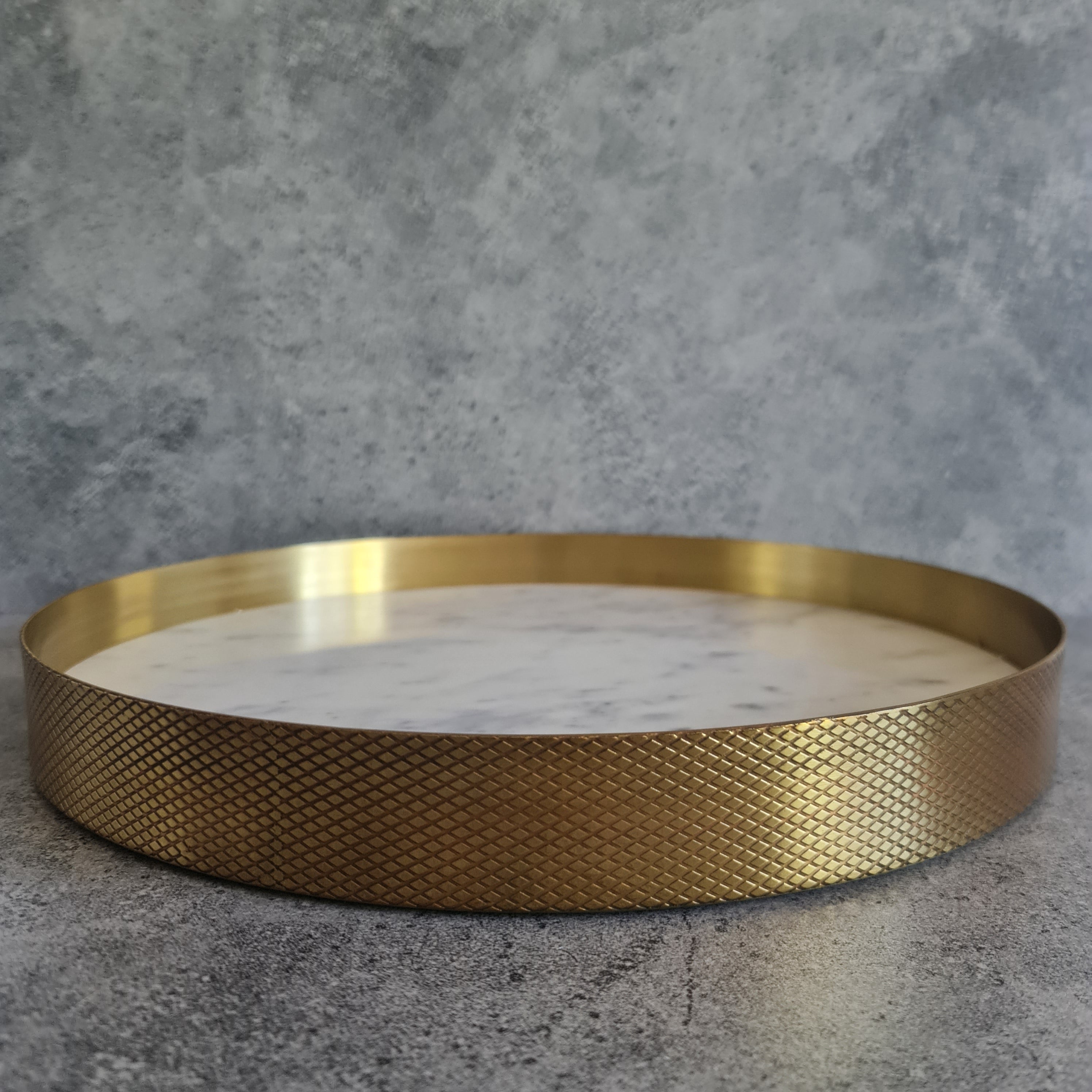 White Marble Tray, White Marble Decorative tray, White Marble Tray with Brass Ring