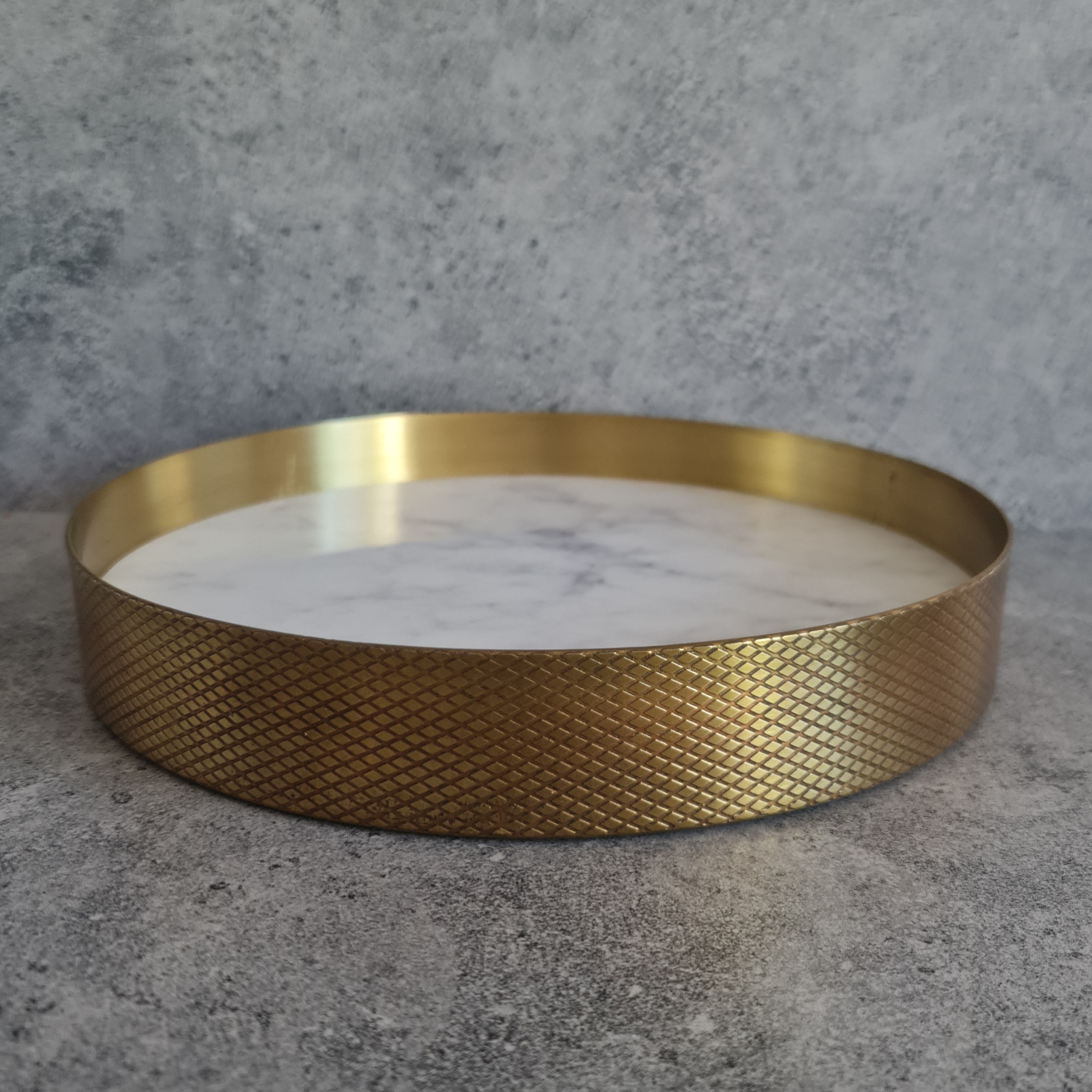 White Marble Tray, White Marble Decorative tray, White Marble Tray with Brass Ring