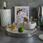 White Marble Tray, White Marble Decorative tray, White Marble Tray with Nickel Ring