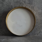 White Marble Tray, White Marble Decorative tray, White Marble Tray with Plain Brass Ring
