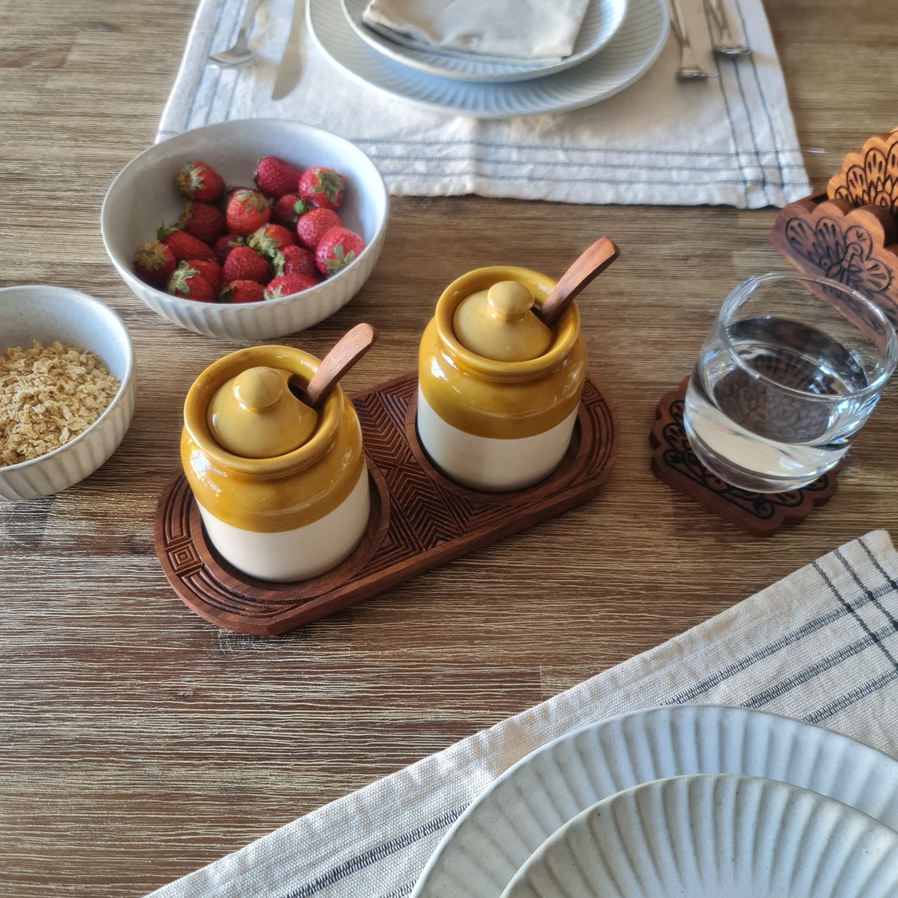 Dip Jar with Tray, Dip Bowl, Dip Jar, Ceramic Dip Jar, Ceramic Dip Bowl