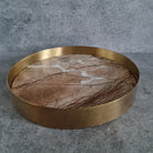Golden Forest Marble Tray, Marble Decorative tray, White Marble Tray with Brass Ring