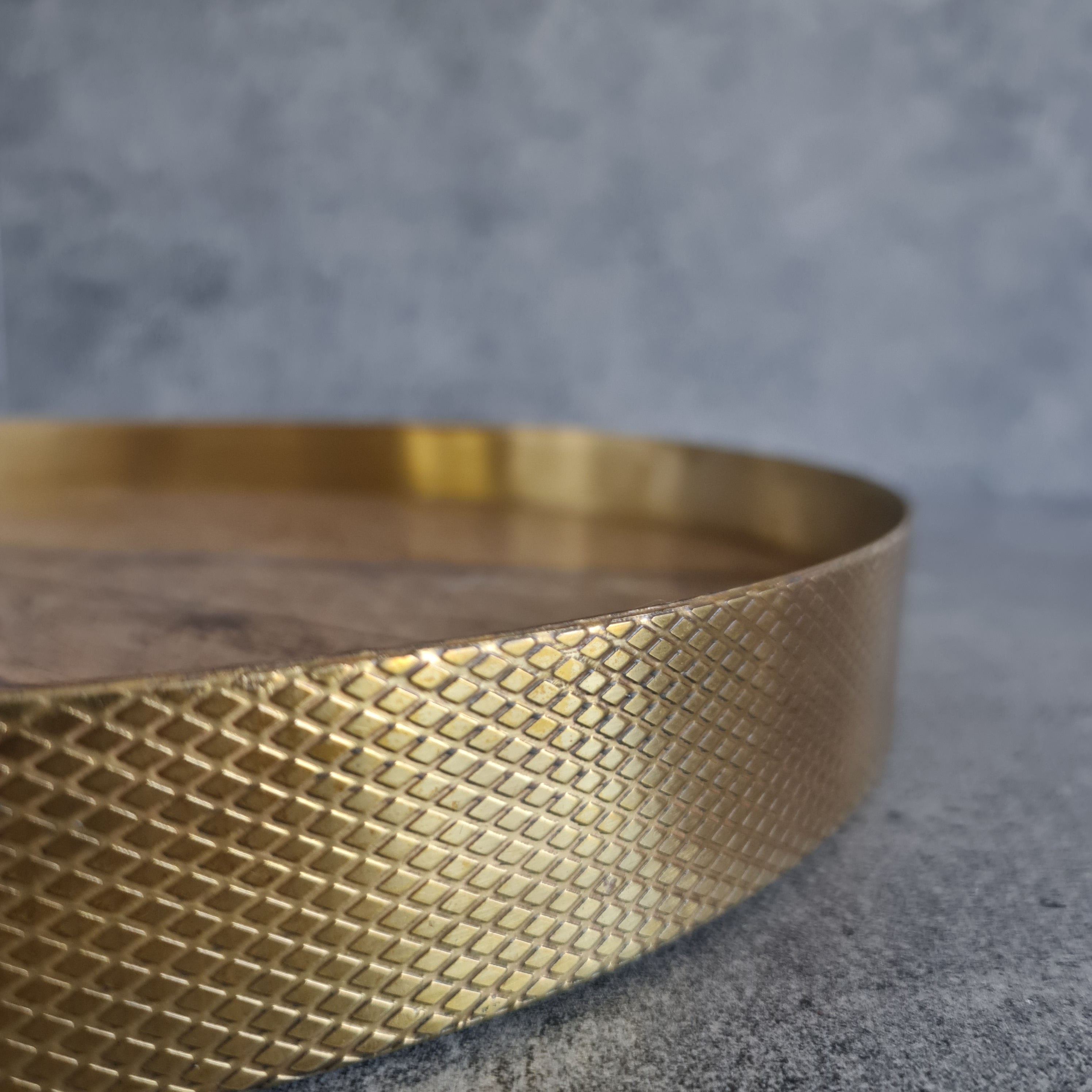 Golden Forest Marble Tray, Marble Decorative tray, White Marble Tray with Brass Ring