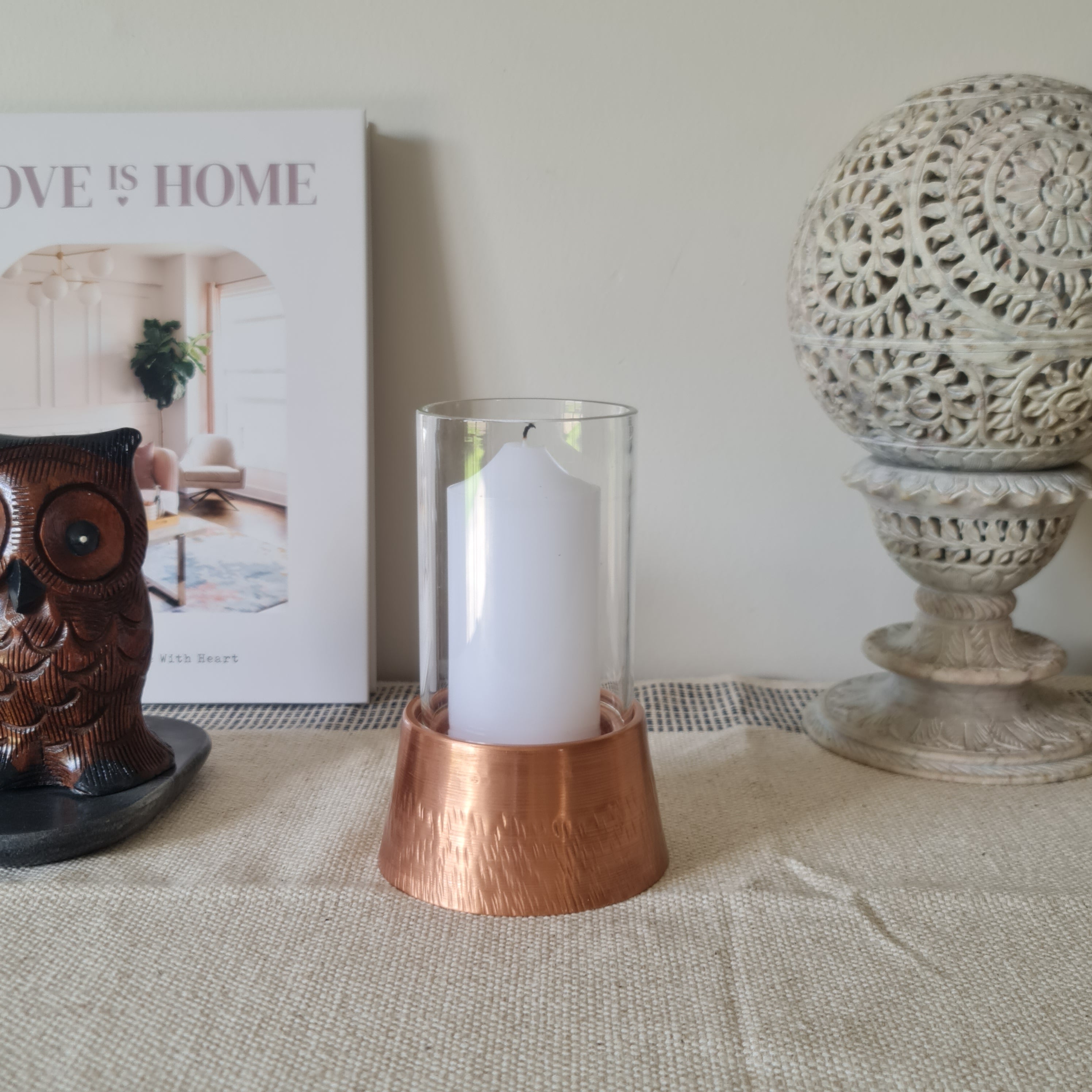 Hurricane Candle Stand, Copper Candle Stand, Home Decor
