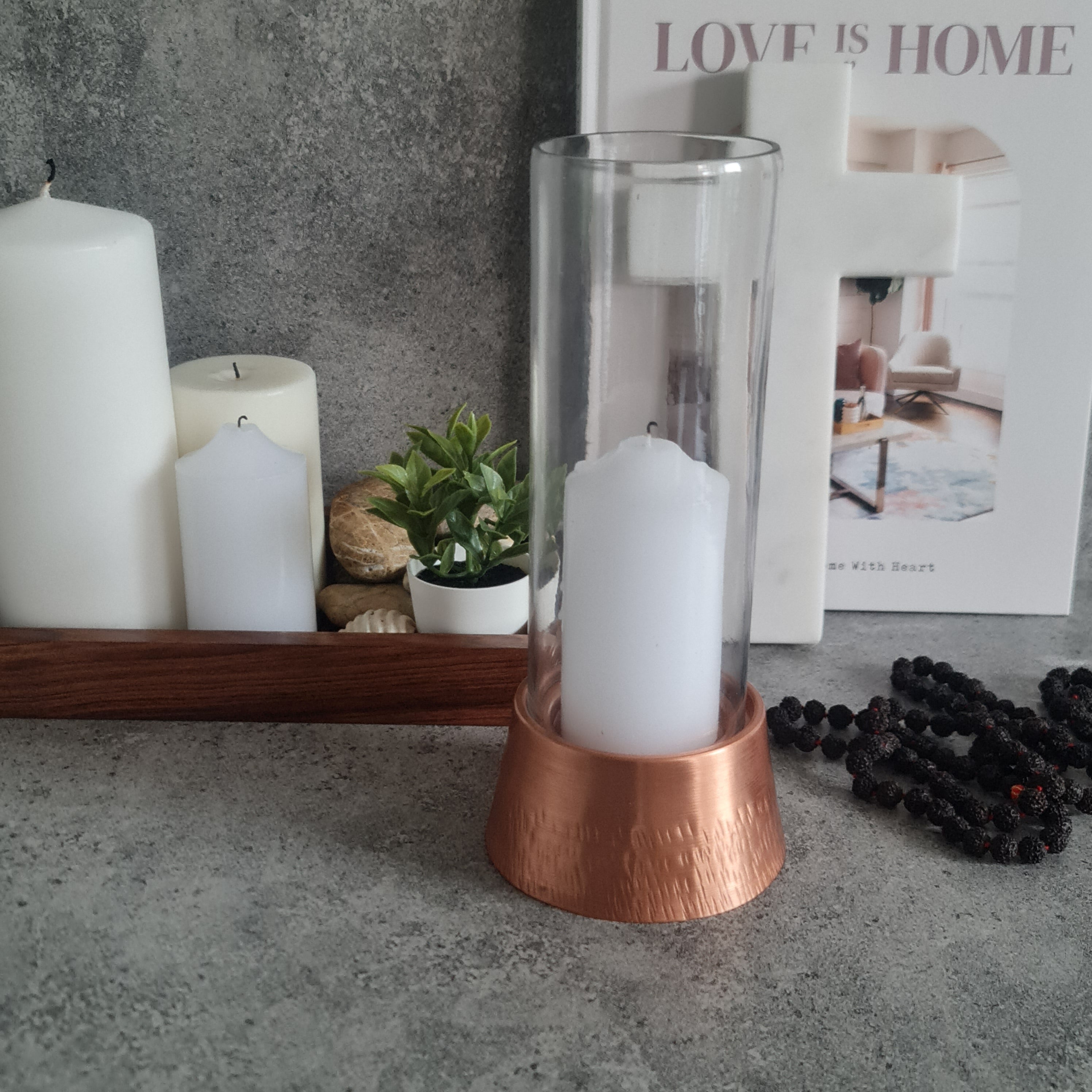 Hurricane Candle Stand, Copper Candle Stand, Home Decor