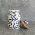 Ceramic Jar, Ceramic Canister, Indigo Chevron Jar