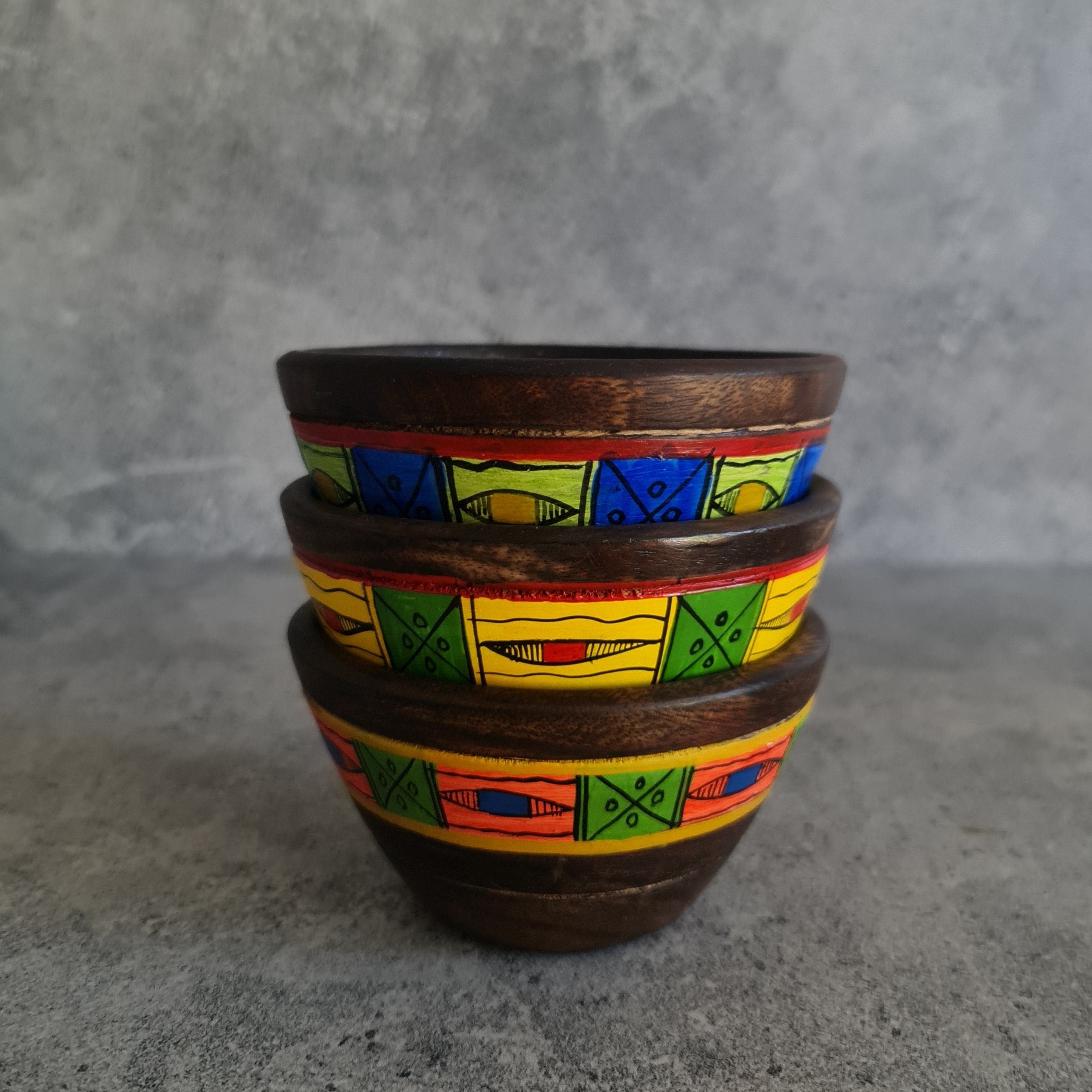 Serving Bowl, Snacks Bowl, Wooden Bowl, Dip Bowl, Decorative Bowl, Handprinted Bowl