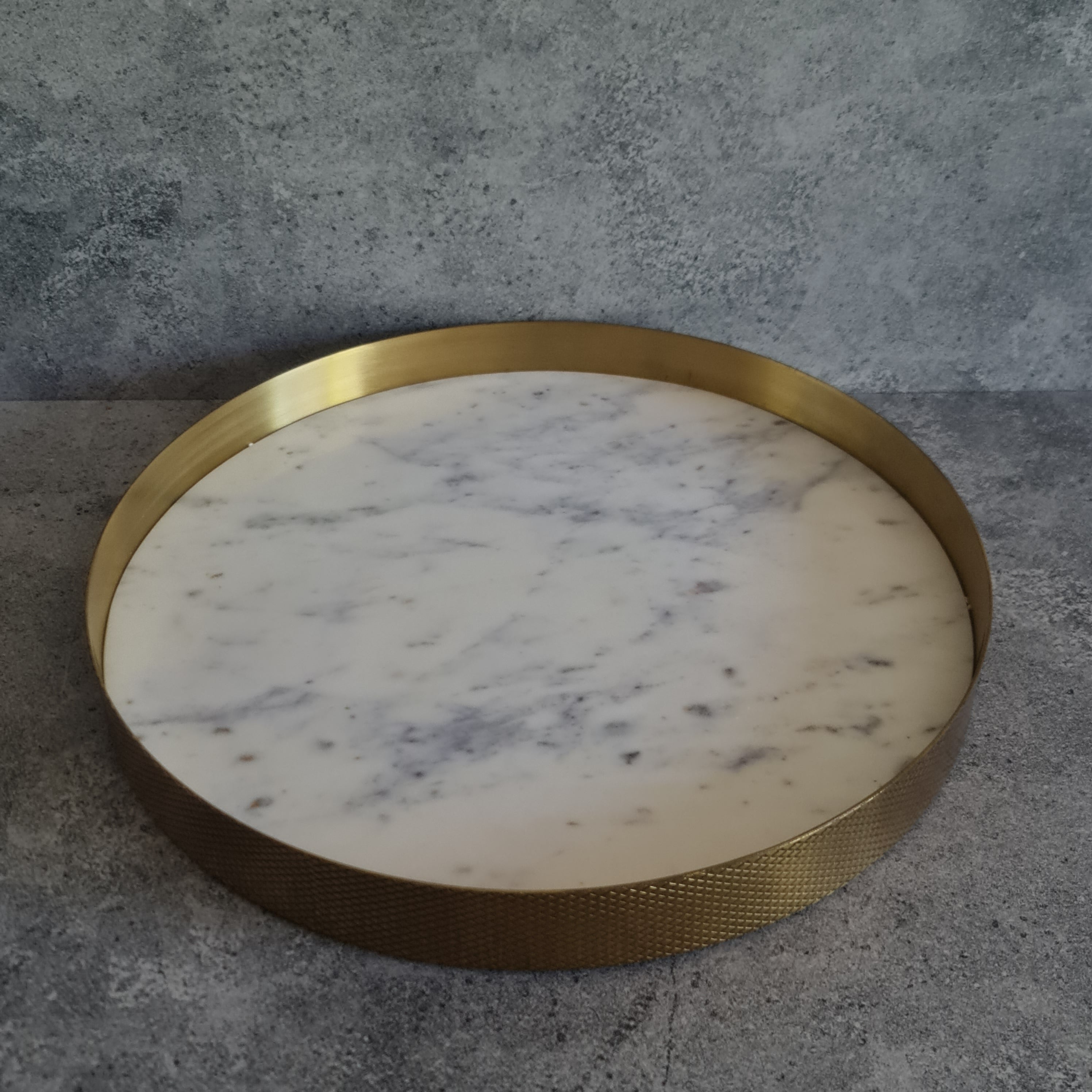 White Marble Tray, White Marble Decorative tray, White Marble Tray with Brass Ring