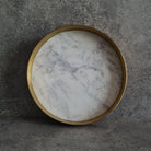 White Marble Tray, White Marble Decorative tray, White Marble Tray with Brass Ring