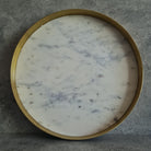 White Marble Tray, White Marble Decorative tray, White Marble Tray with Brass Ring